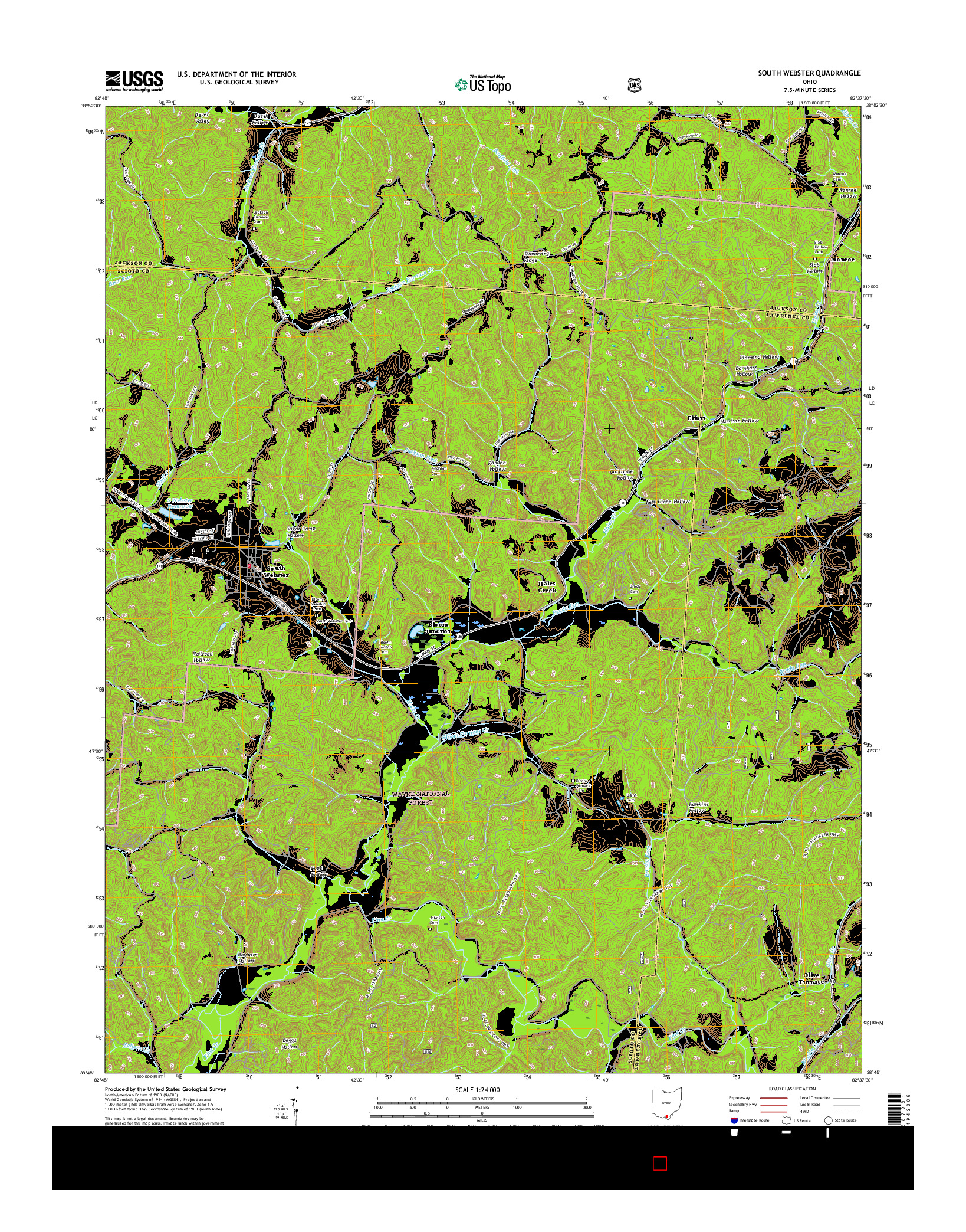 USGS US TOPO 7.5-MINUTE MAP FOR SOUTH WEBSTER, OH 2016