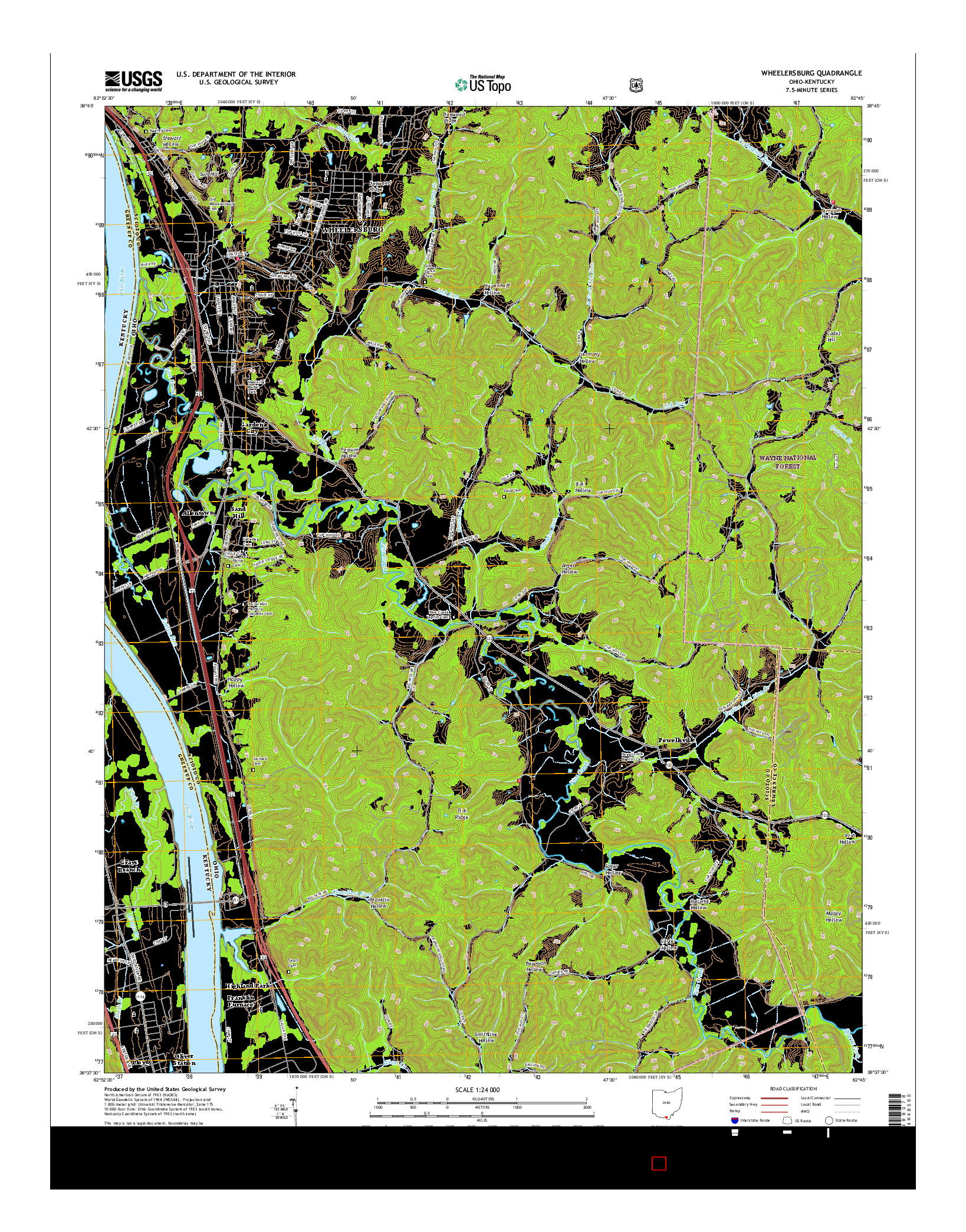 USGS US TOPO 7.5-MINUTE MAP FOR WHEELERSBURG, OH-KY 2016