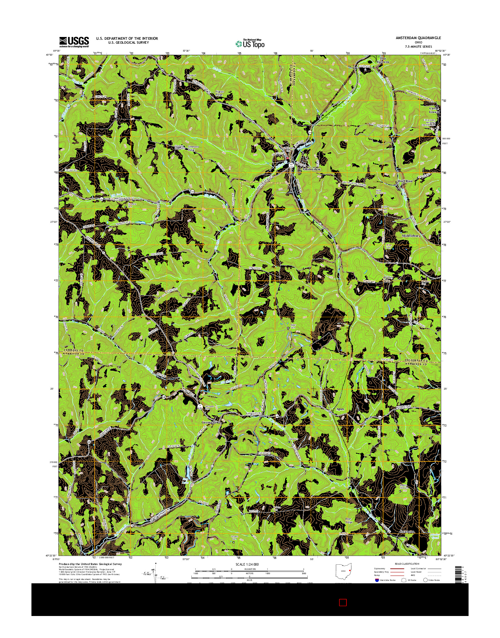 USGS US TOPO 7.5-MINUTE MAP FOR AMSTERDAM, OH 2016