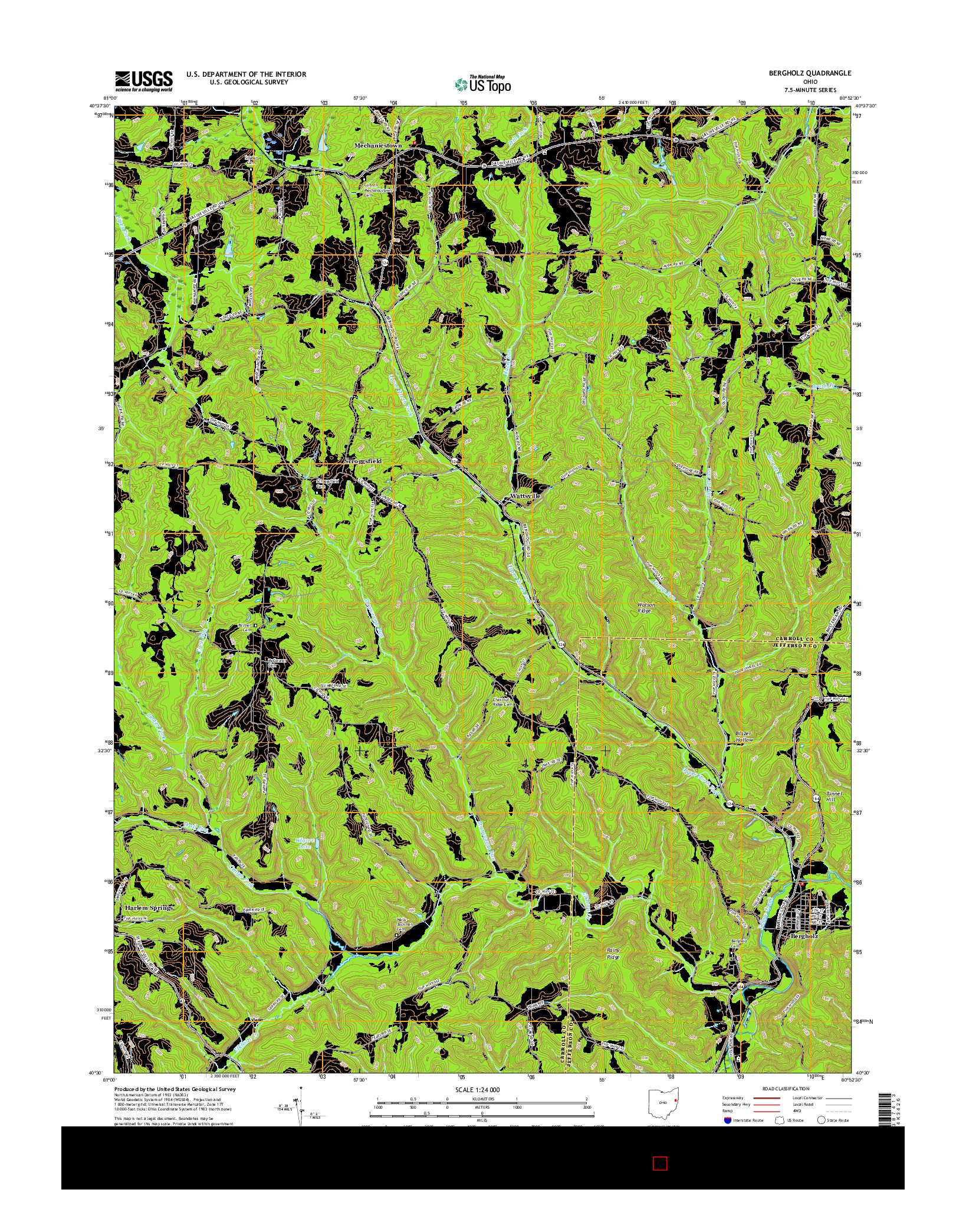 USGS US TOPO 7.5-MINUTE MAP FOR BERGHOLZ, OH 2016