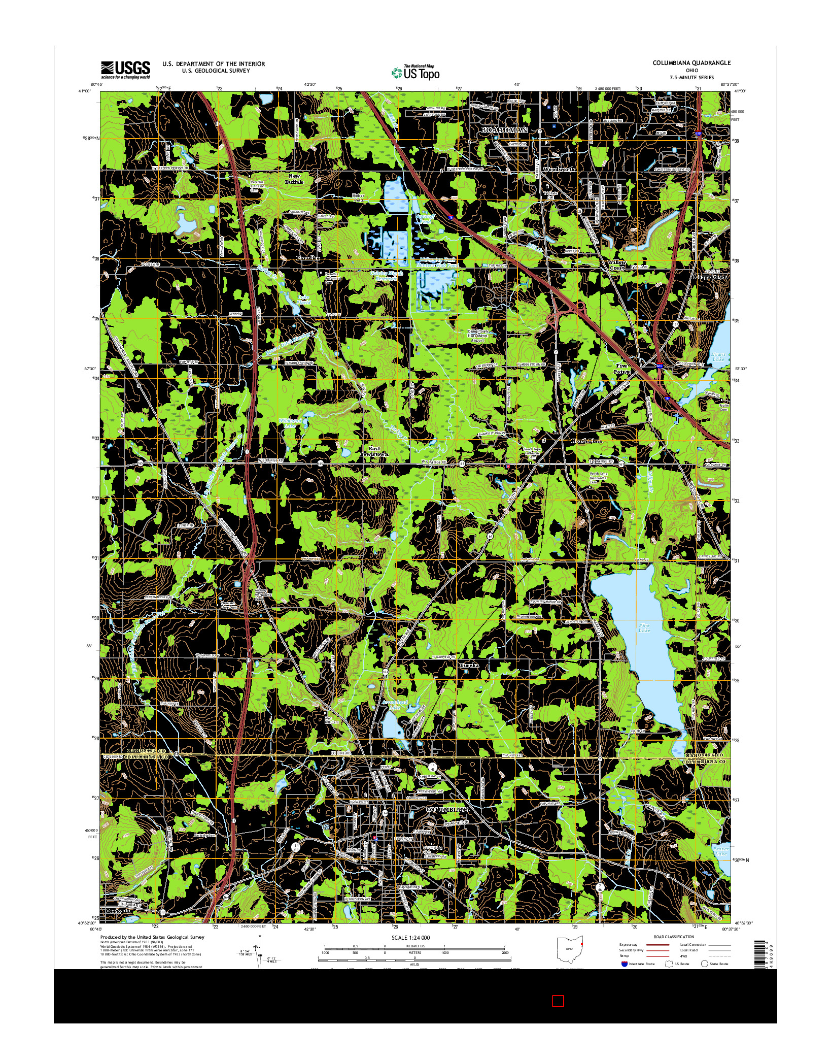 USGS US TOPO 7.5-MINUTE MAP FOR COLUMBIANA, OH 2016