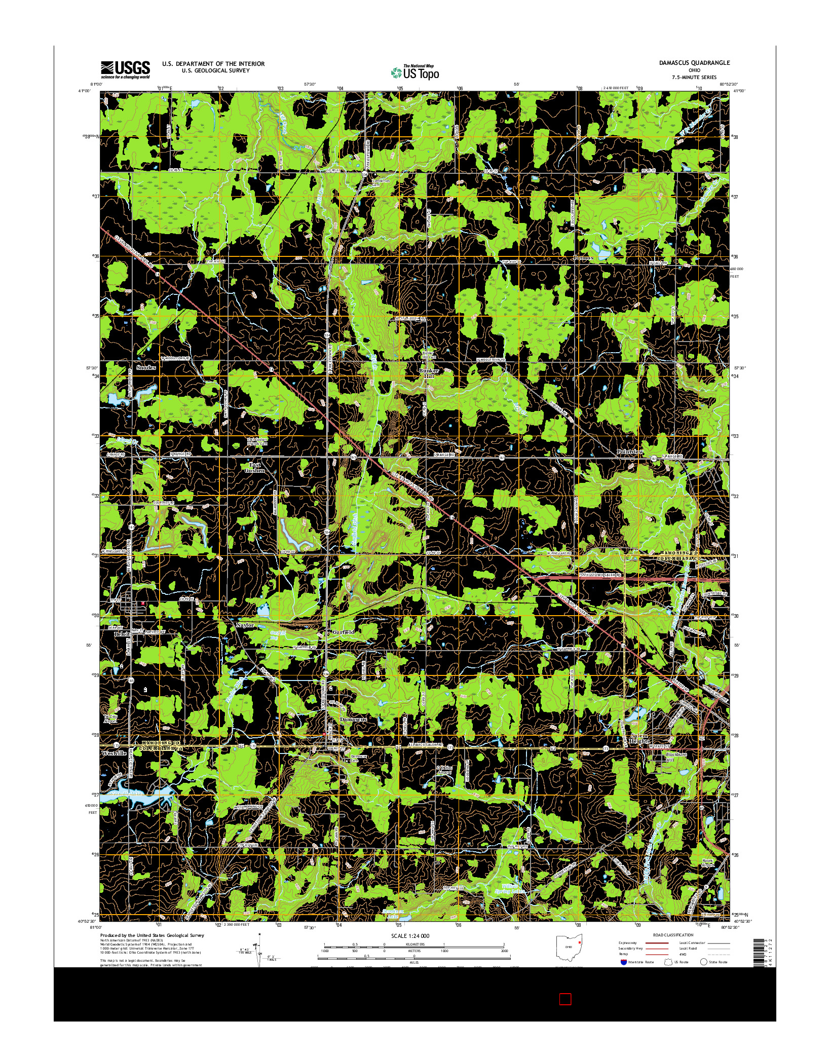 USGS US TOPO 7.5-MINUTE MAP FOR DAMASCUS, OH 2016