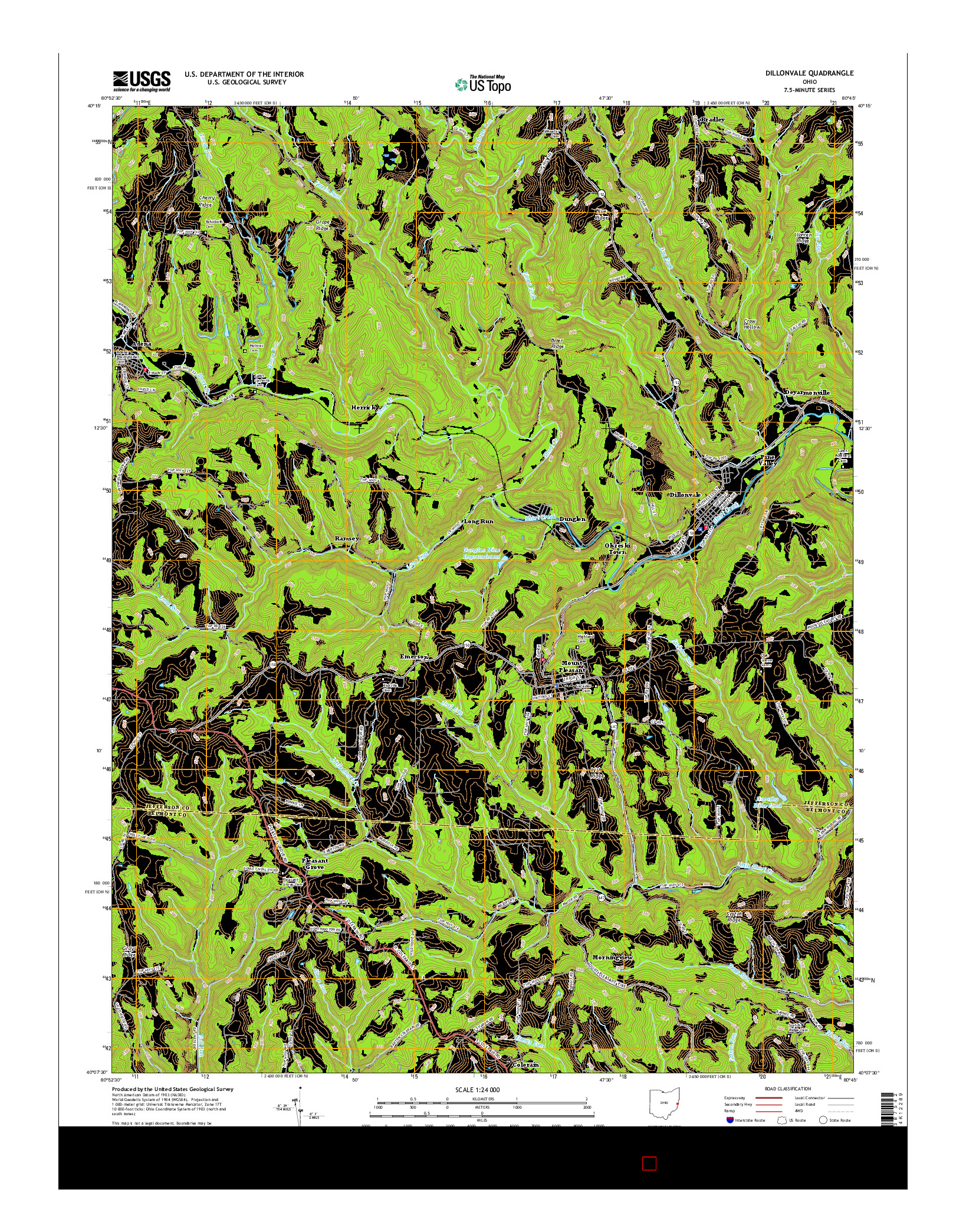 USGS US TOPO 7.5-MINUTE MAP FOR DILLONVALE, OH 2016