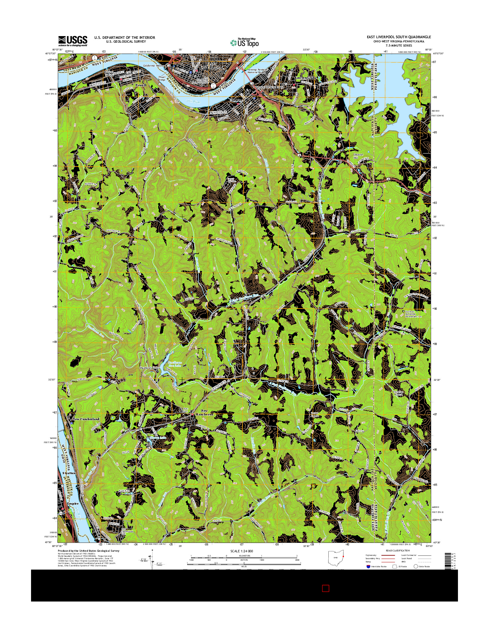 USGS US TOPO 7.5-MINUTE MAP FOR EAST LIVERPOOL SOUTH, OH-WV-PA 2016