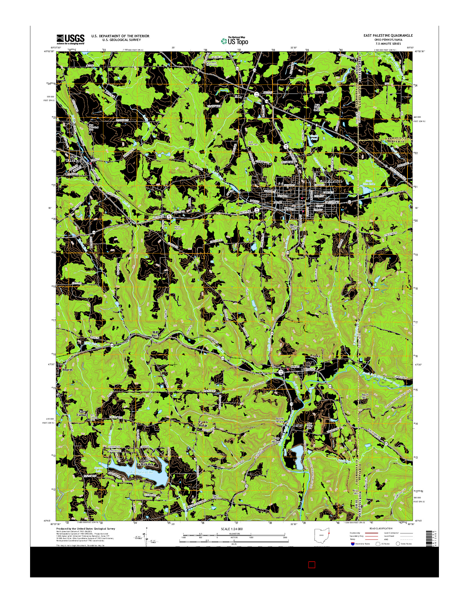 USGS US TOPO 7.5-MINUTE MAP FOR EAST PALESTINE, OH-PA 2016