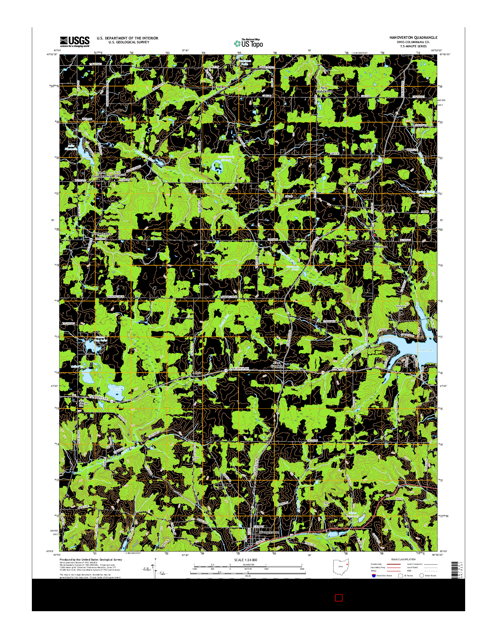 USGS US TOPO 7.5-MINUTE MAP FOR HANOVERTON, OH 2016