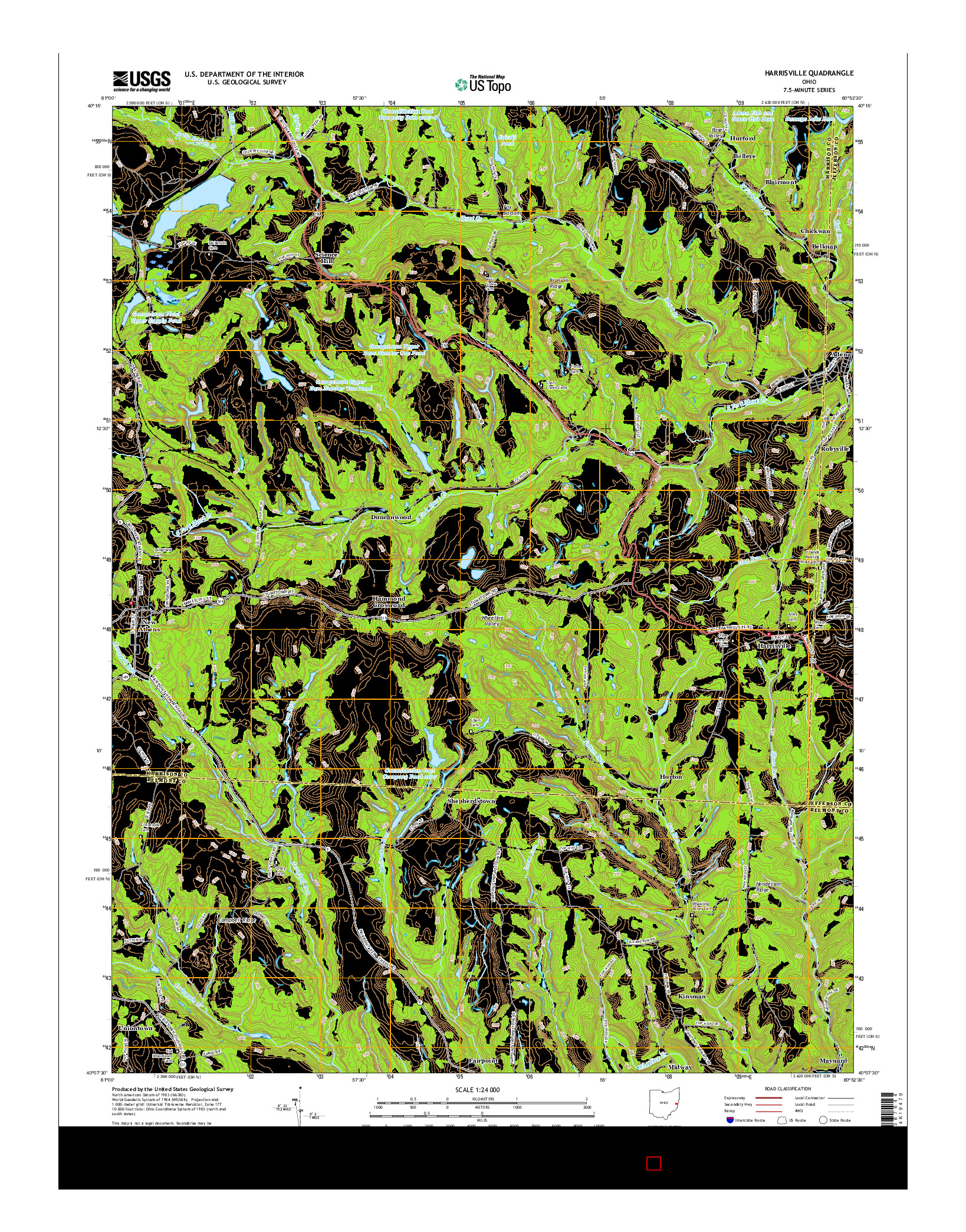 USGS US TOPO 7.5-MINUTE MAP FOR HARRISVILLE, OH 2016