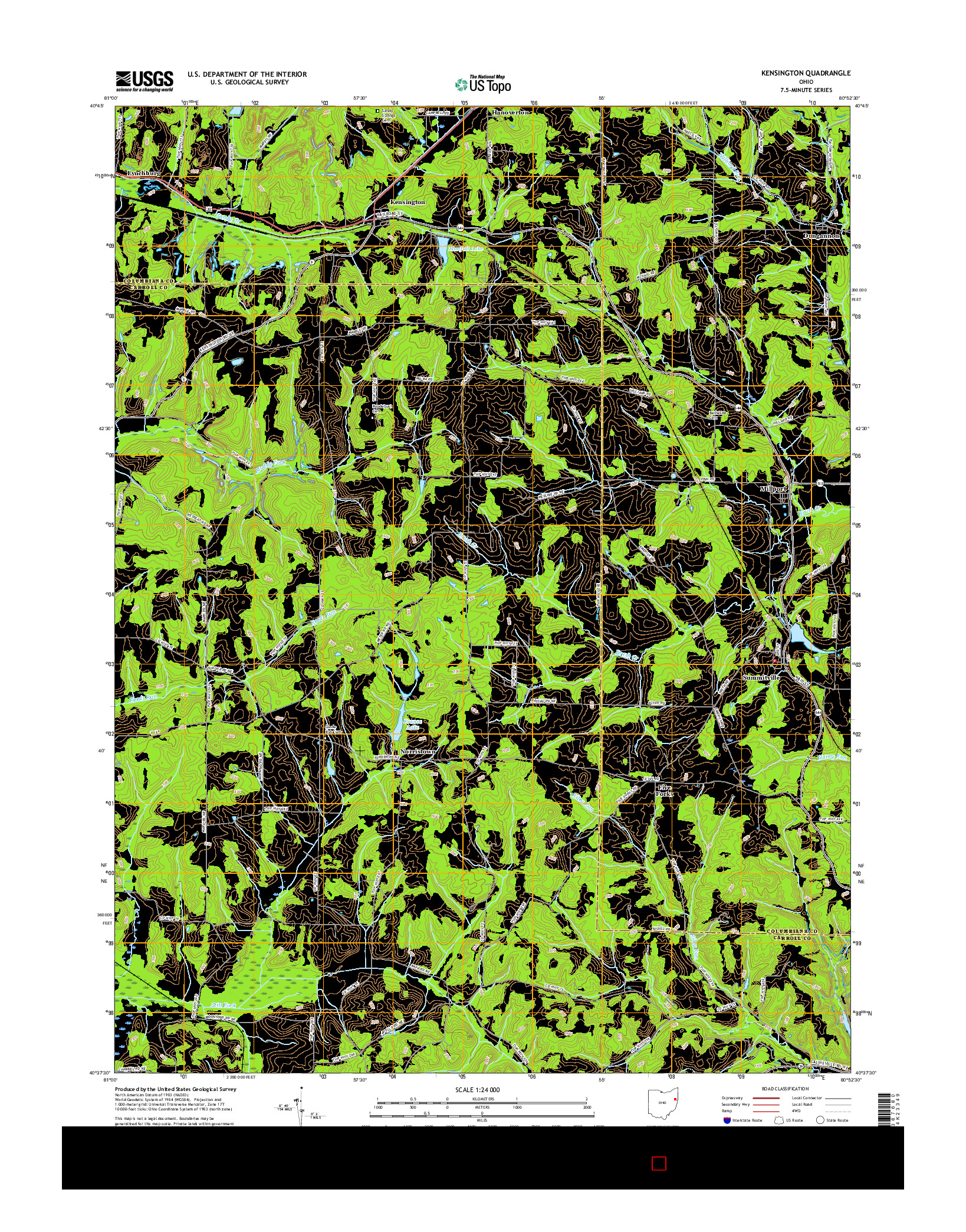 USGS US TOPO 7.5-MINUTE MAP FOR KENSINGTON, OH 2016