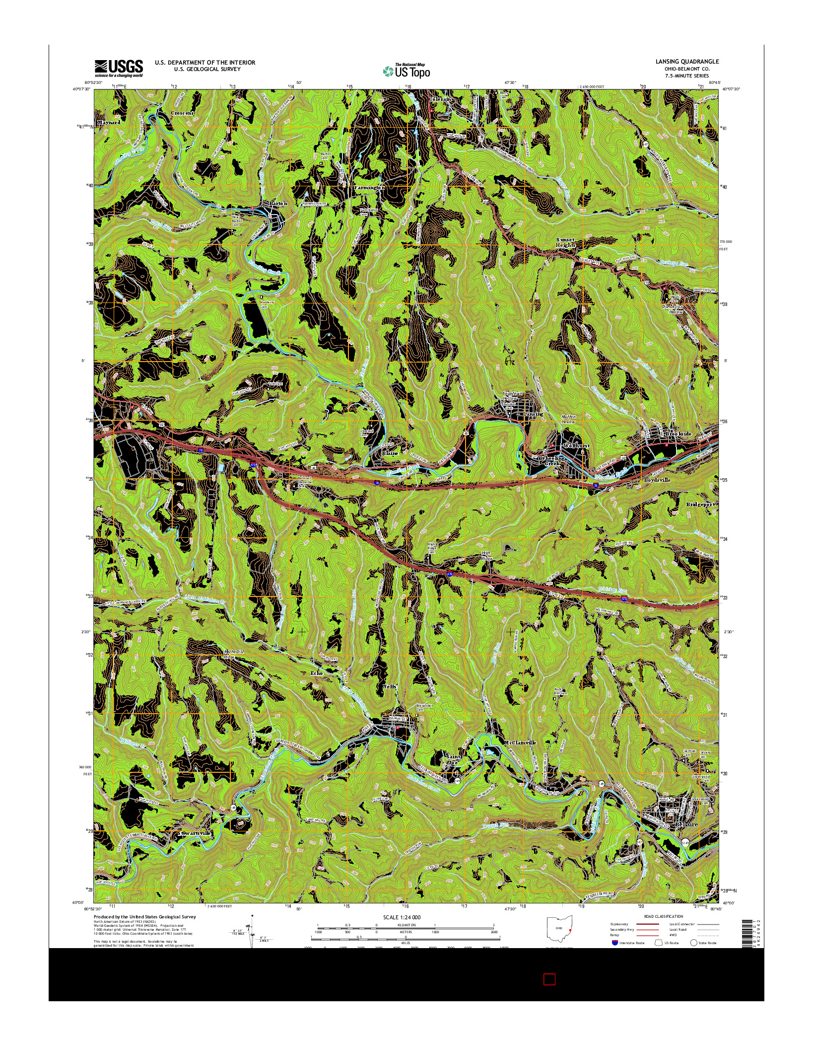 USGS US TOPO 7.5-MINUTE MAP FOR LANSING, OH 2016