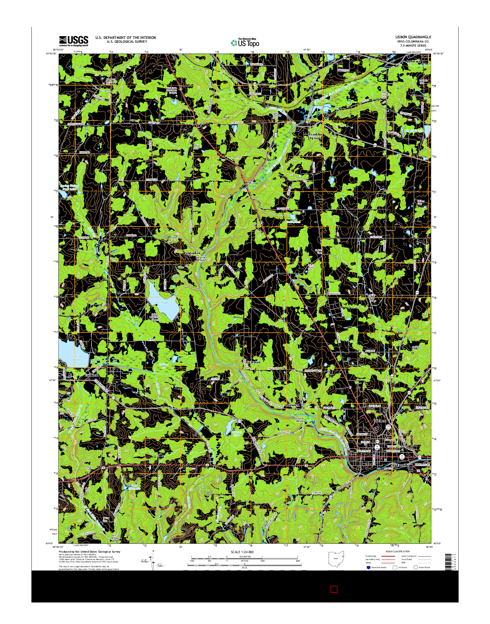 USGS US TOPO 7.5-MINUTE MAP FOR LISBON, OH 2016