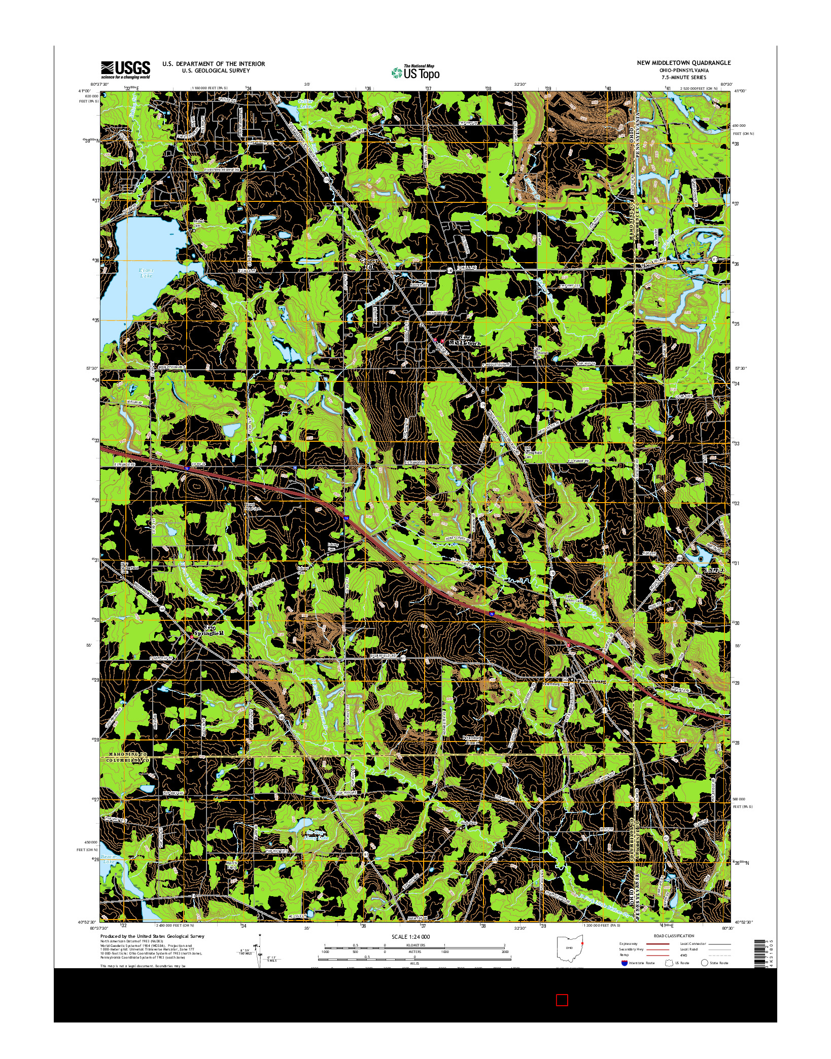 USGS US TOPO 7.5-MINUTE MAP FOR NEW MIDDLETOWN, OH-PA 2016