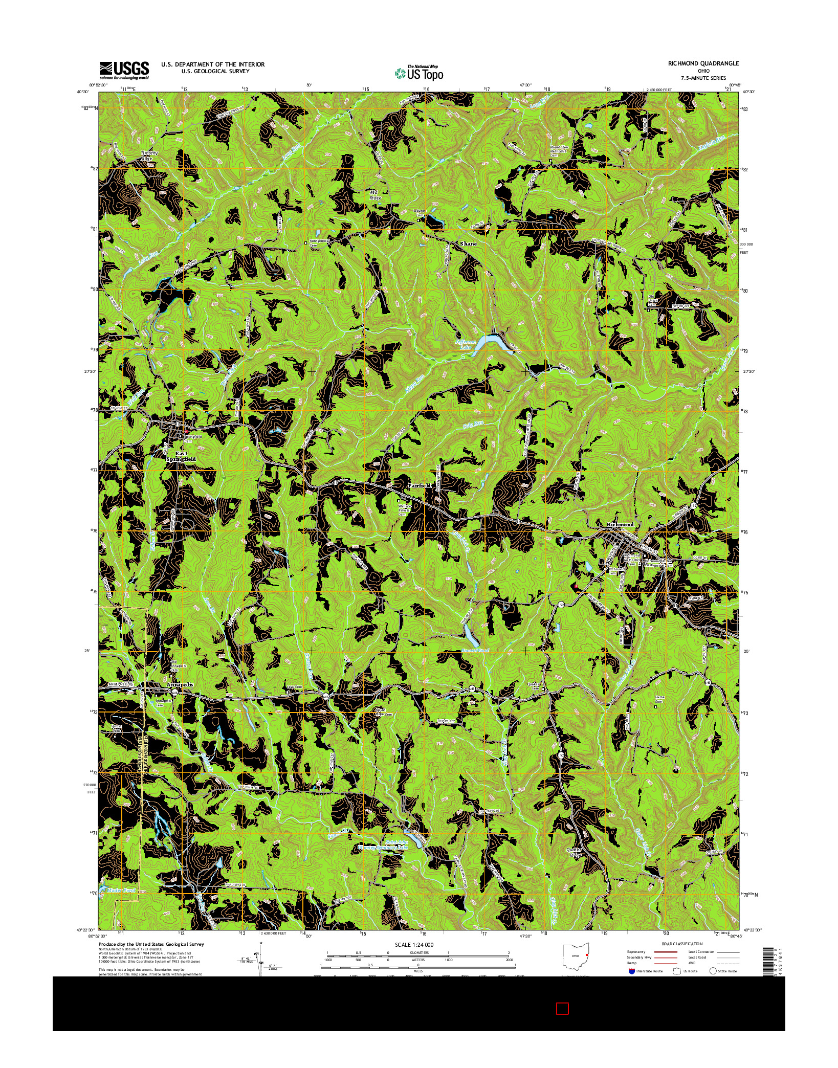 USGS US TOPO 7.5-MINUTE MAP FOR RICHMOND, OH 2016