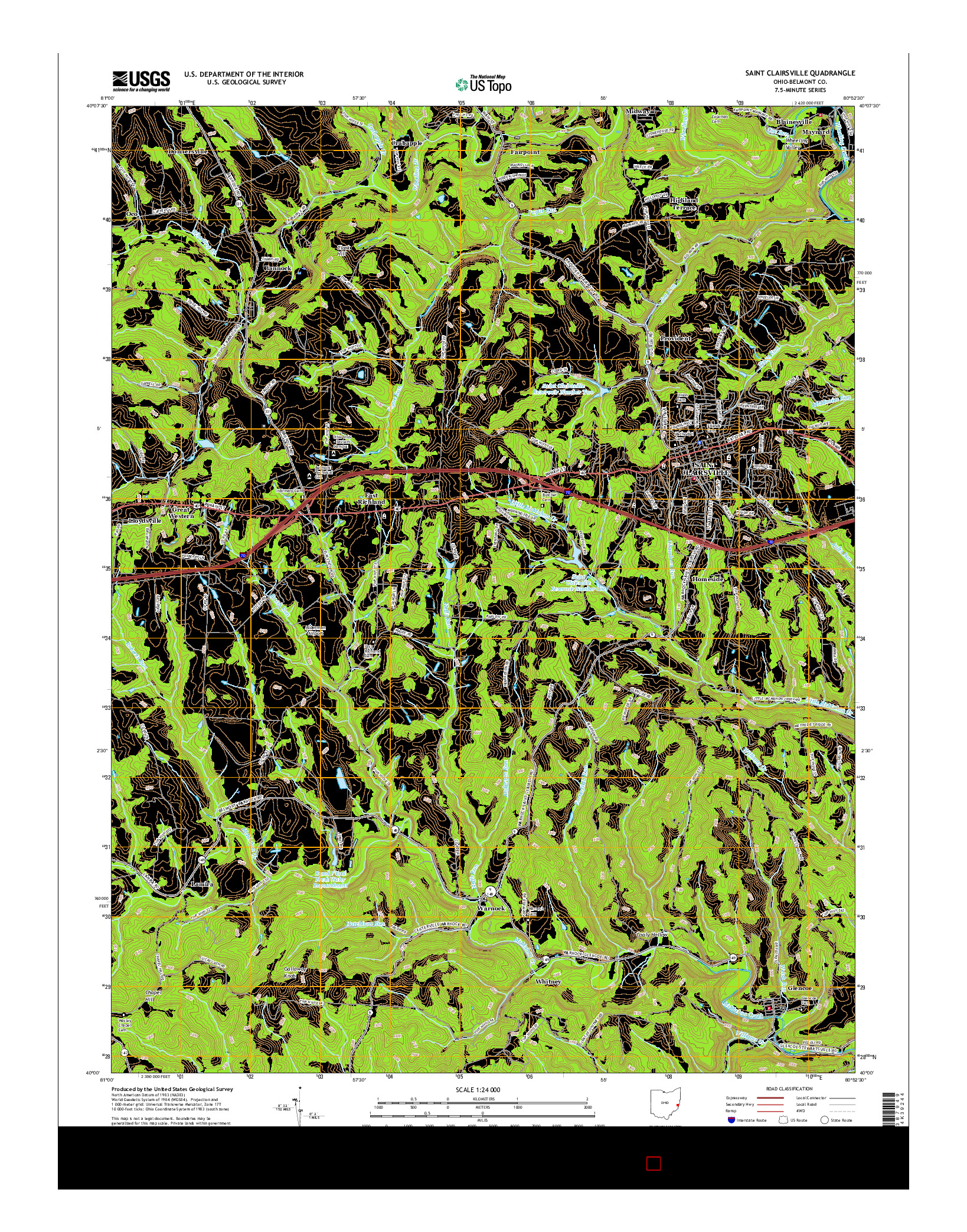 USGS US TOPO 7.5-MINUTE MAP FOR SAINT CLAIRSVILLE, OH 2016