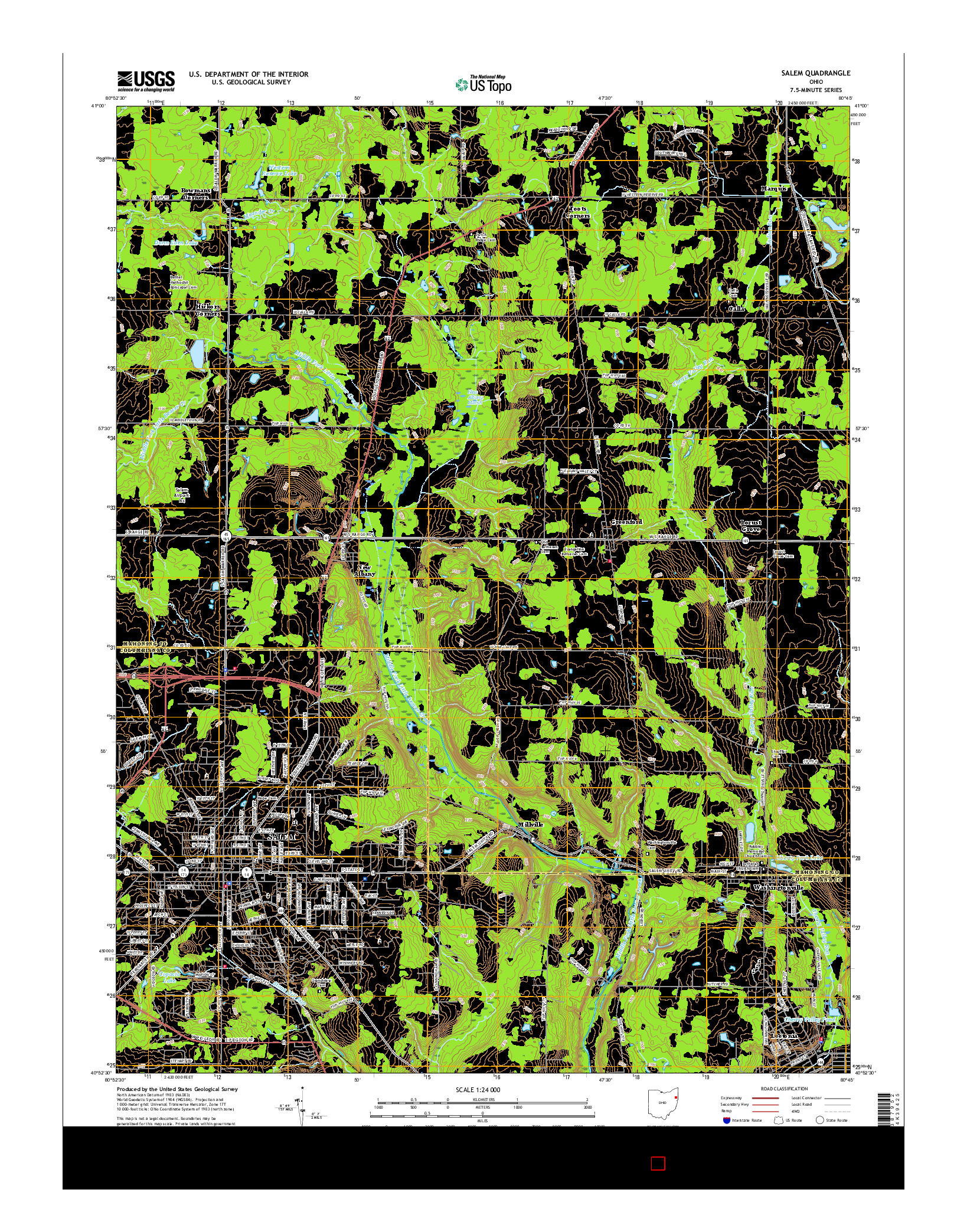 USGS US TOPO 7.5-MINUTE MAP FOR SALEM, OH 2016