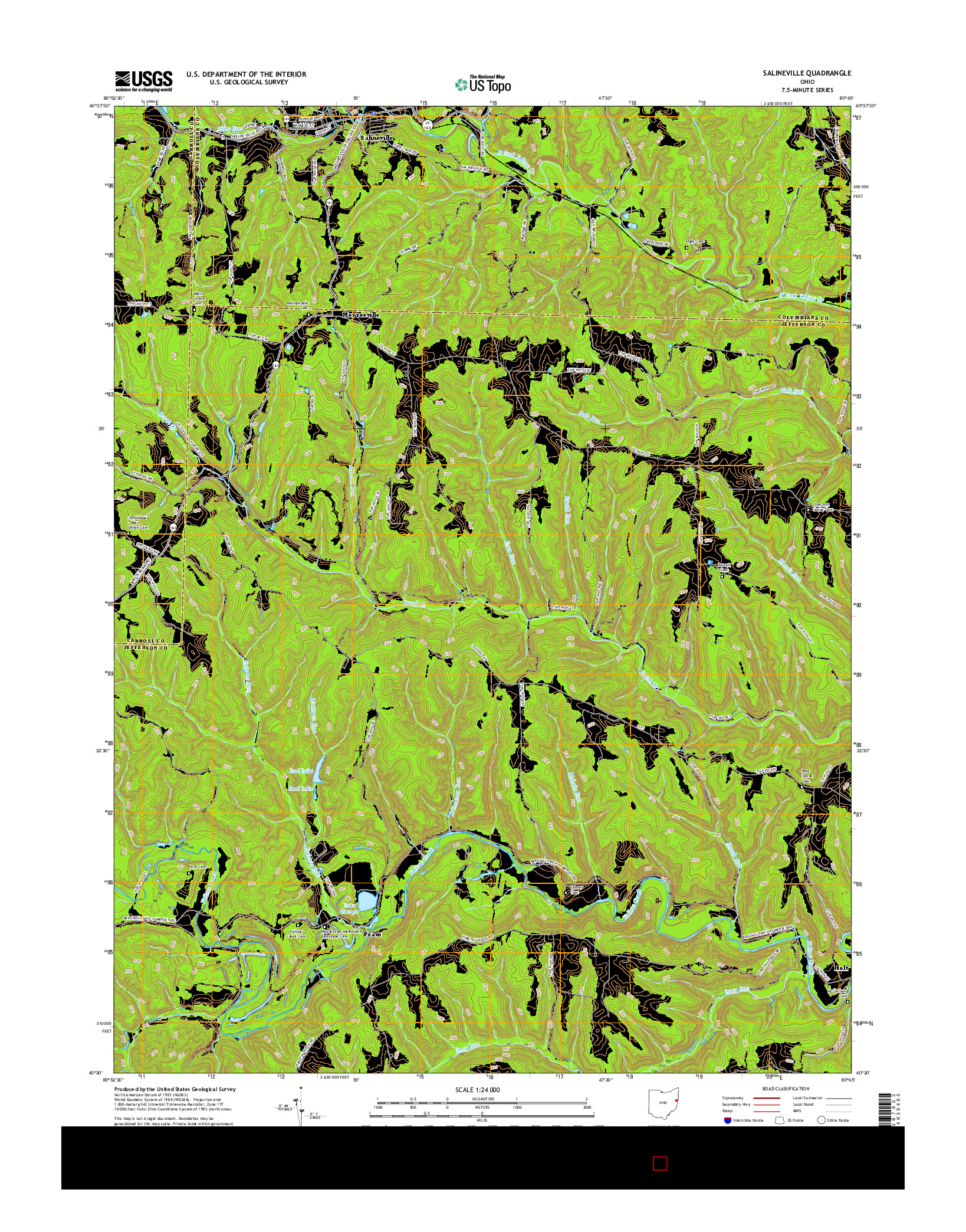 USGS US TOPO 7.5-MINUTE MAP FOR SALINEVILLE, OH 2016