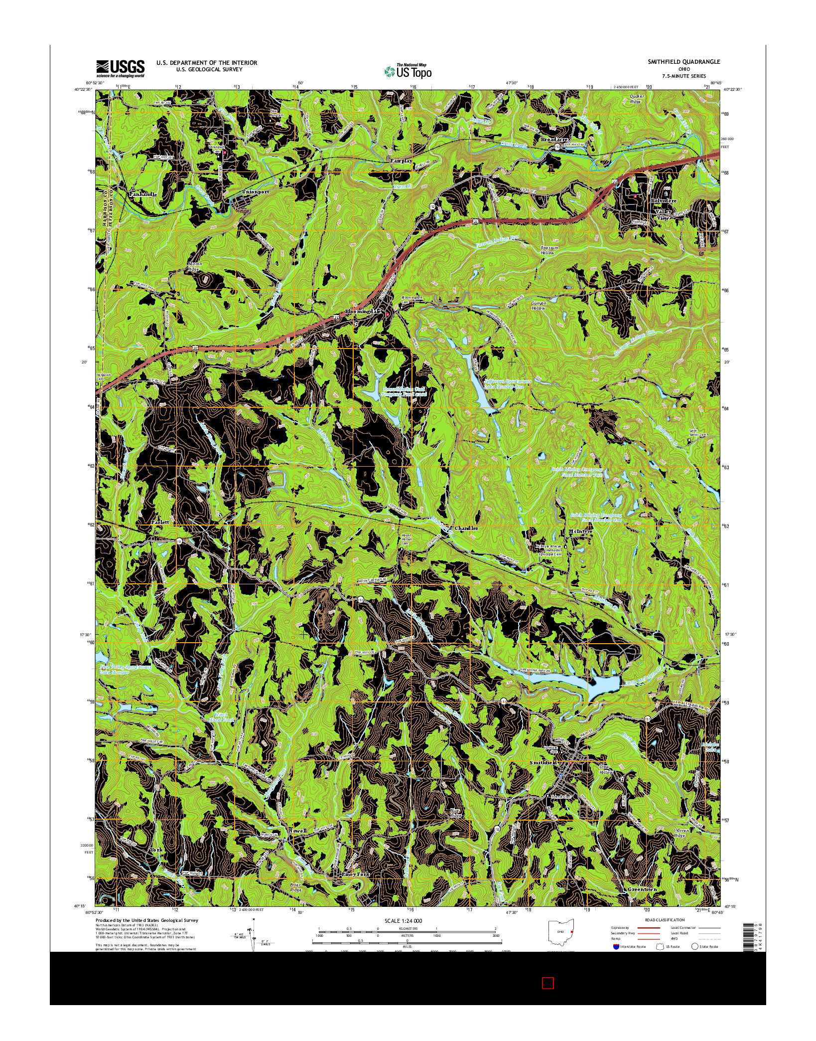 USGS US TOPO 7.5-MINUTE MAP FOR SMITHFIELD, OH 2016
