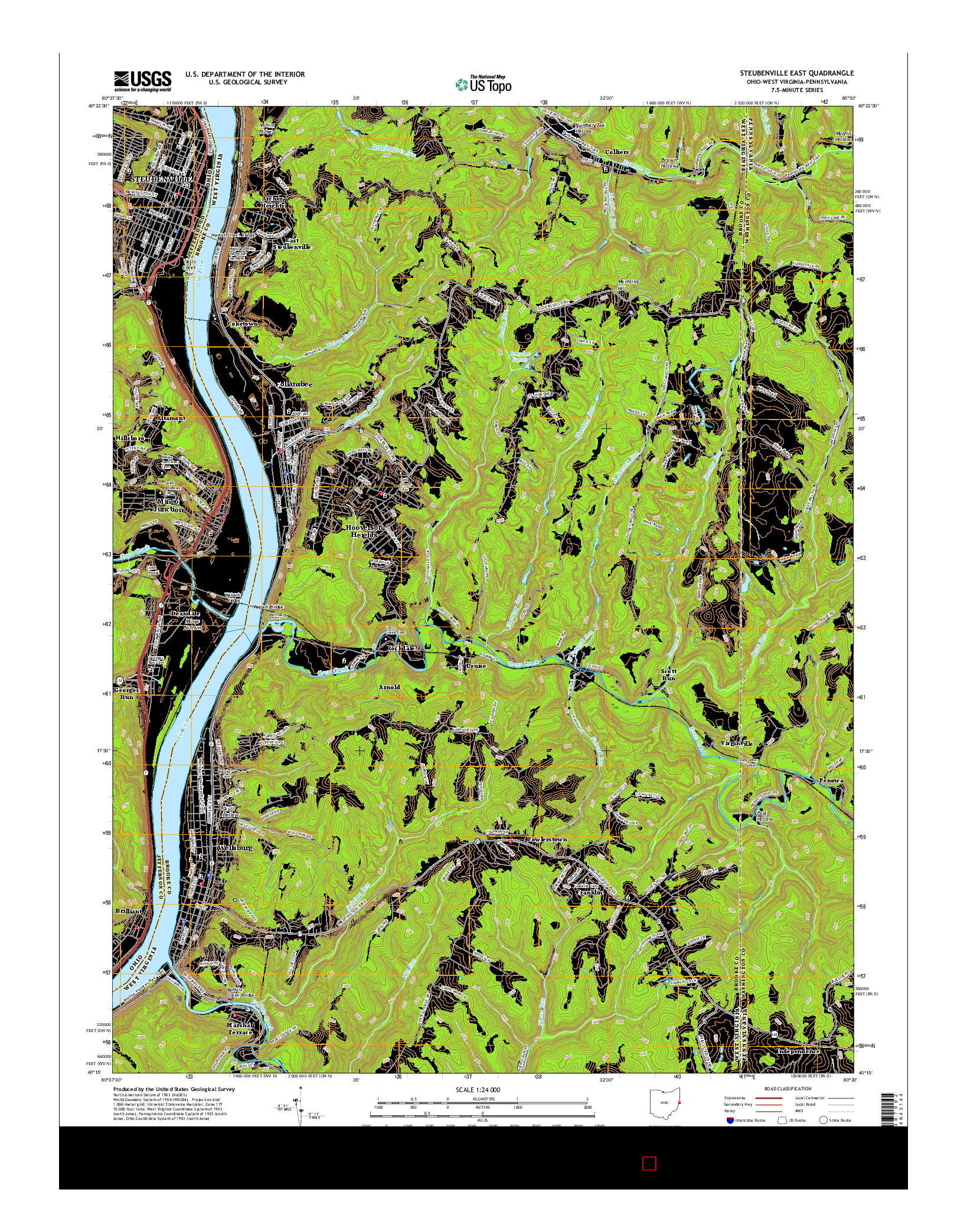 USGS US TOPO 7.5-MINUTE MAP FOR STEUBENVILLE EAST, OH-WV-PA 2016
