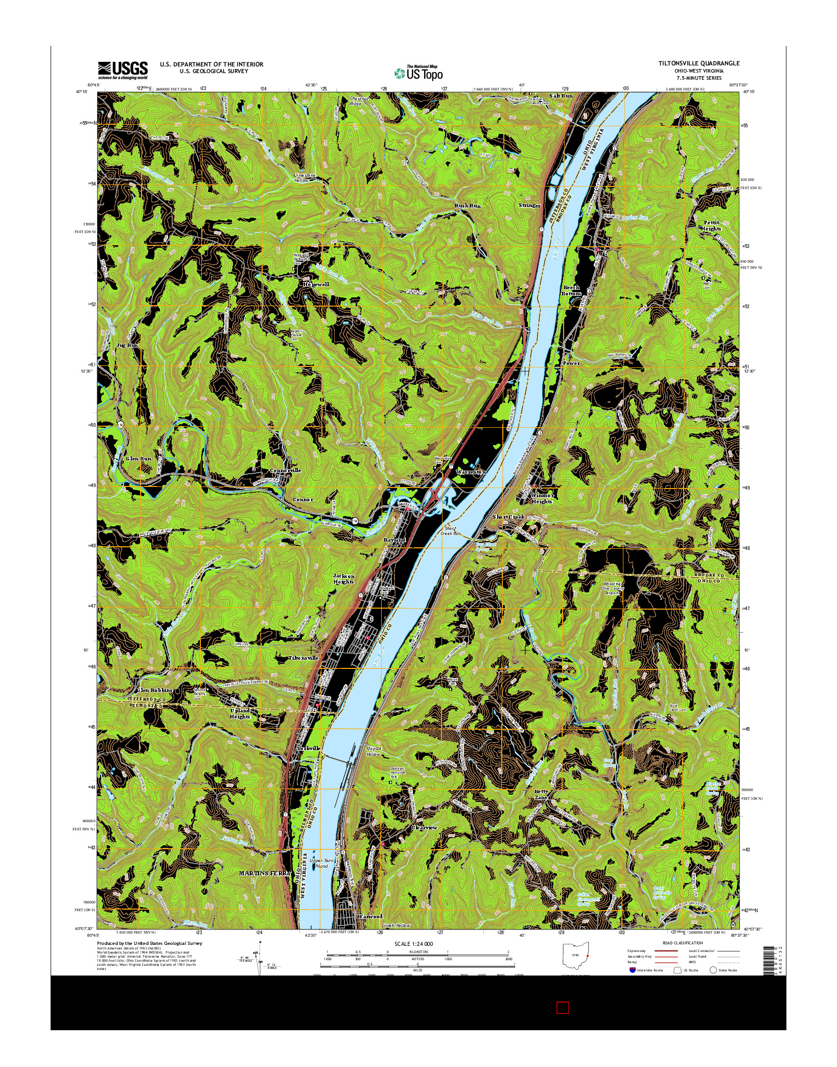 USGS US TOPO 7.5-MINUTE MAP FOR TILTONSVILLE, OH-WV 2016