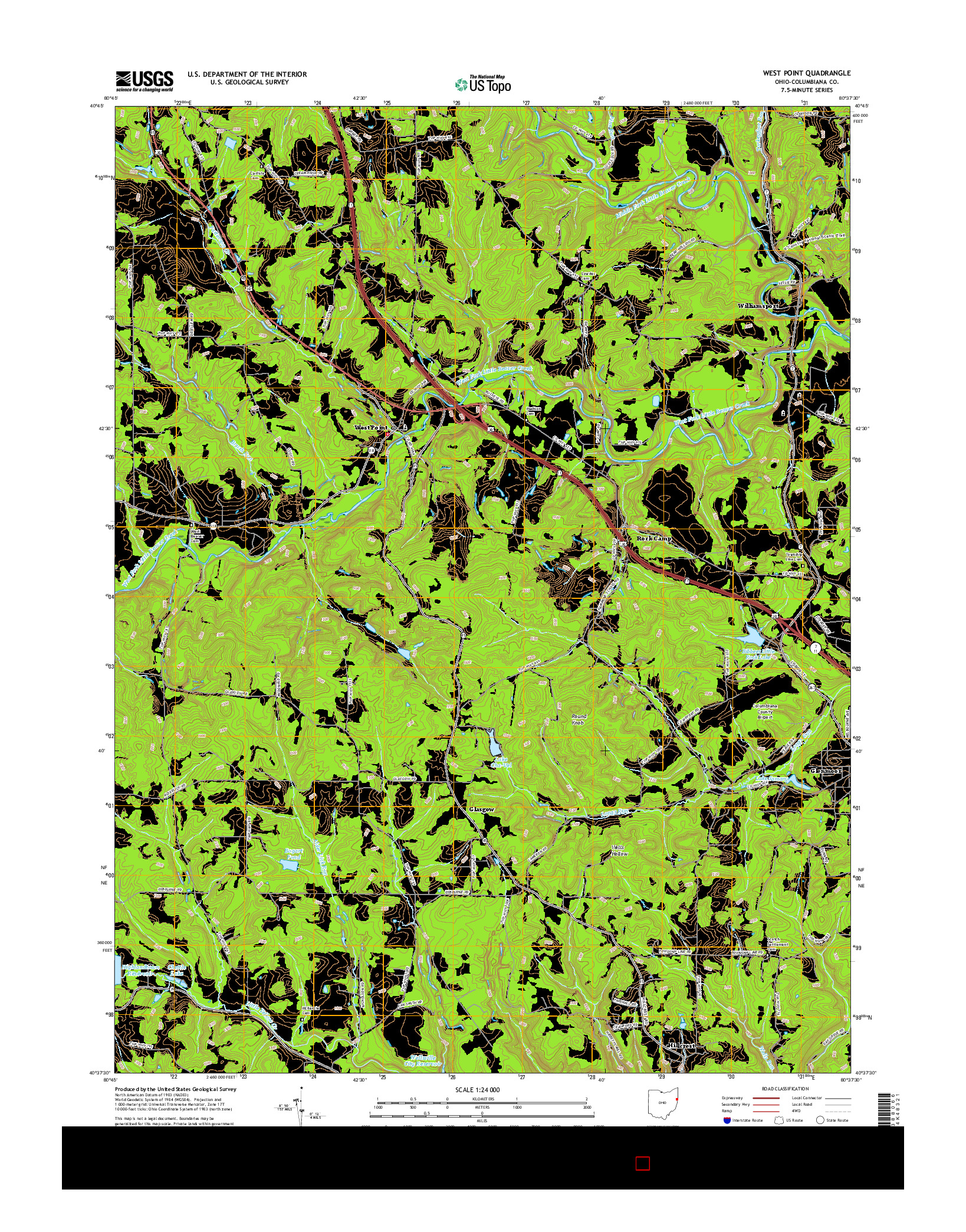 USGS US TOPO 7.5-MINUTE MAP FOR WEST POINT, OH 2016