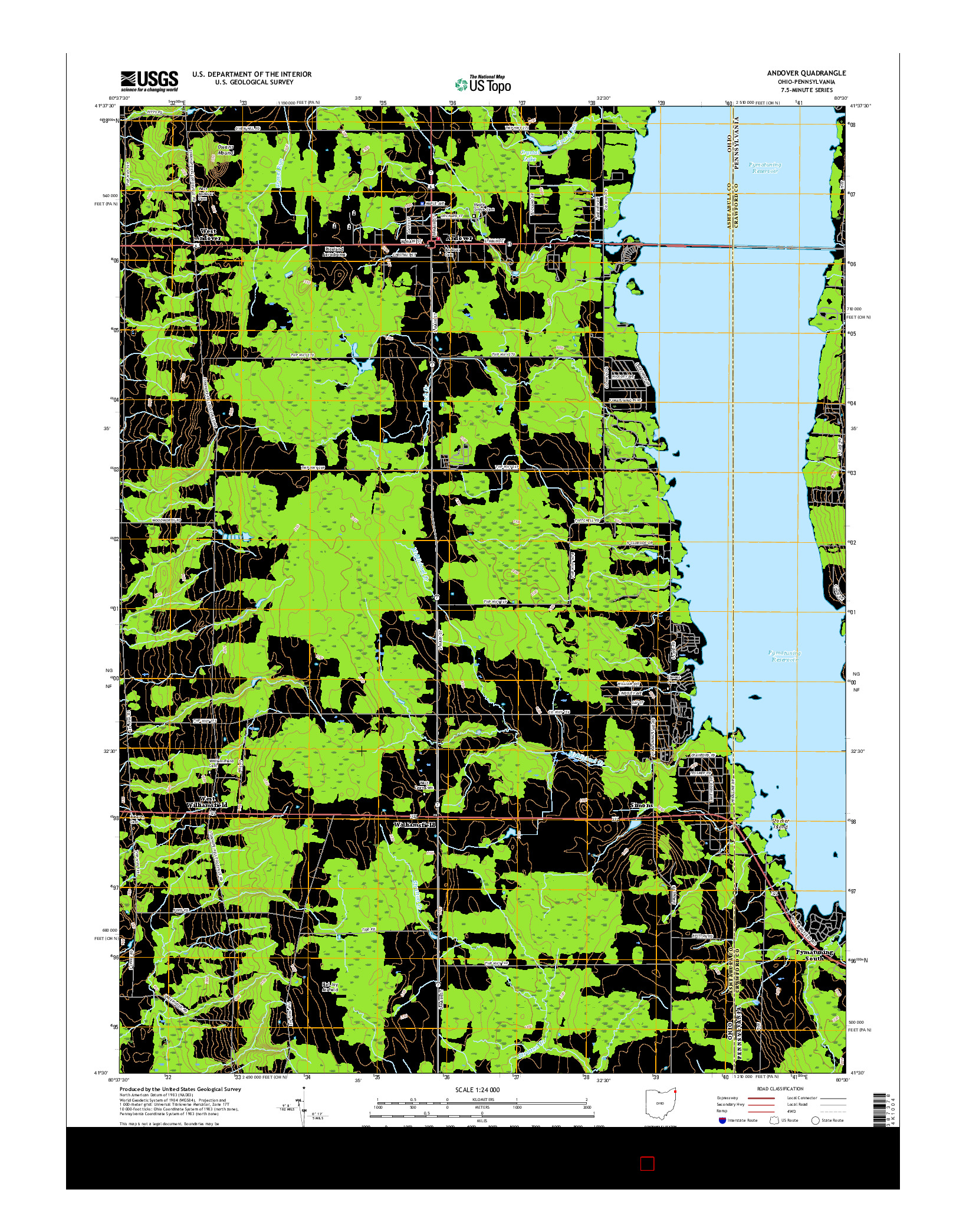 USGS US TOPO 7.5-MINUTE MAP FOR ANDOVER, OH-PA 2016