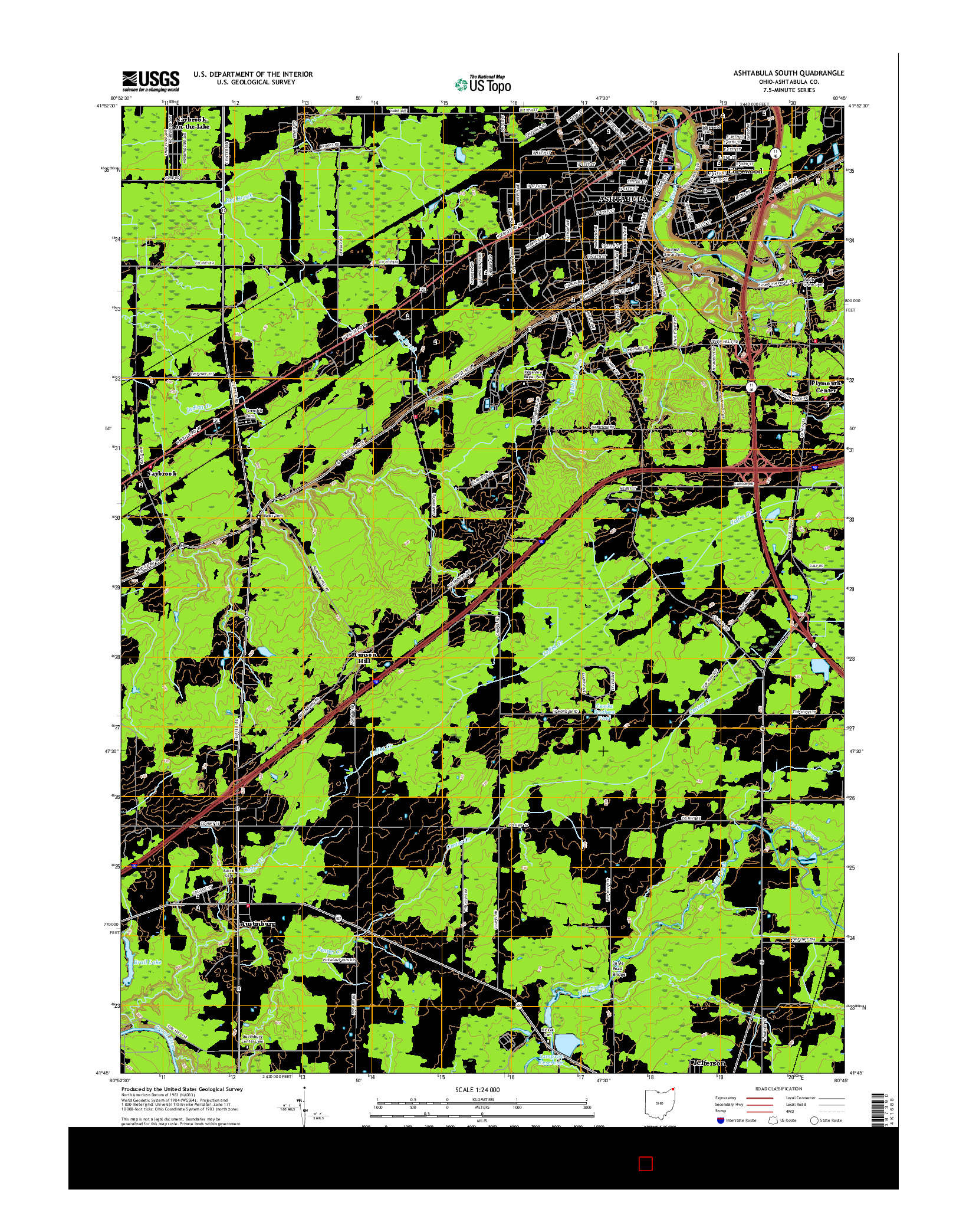 USGS US TOPO 7.5-MINUTE MAP FOR ASHTABULA SOUTH, OH 2016