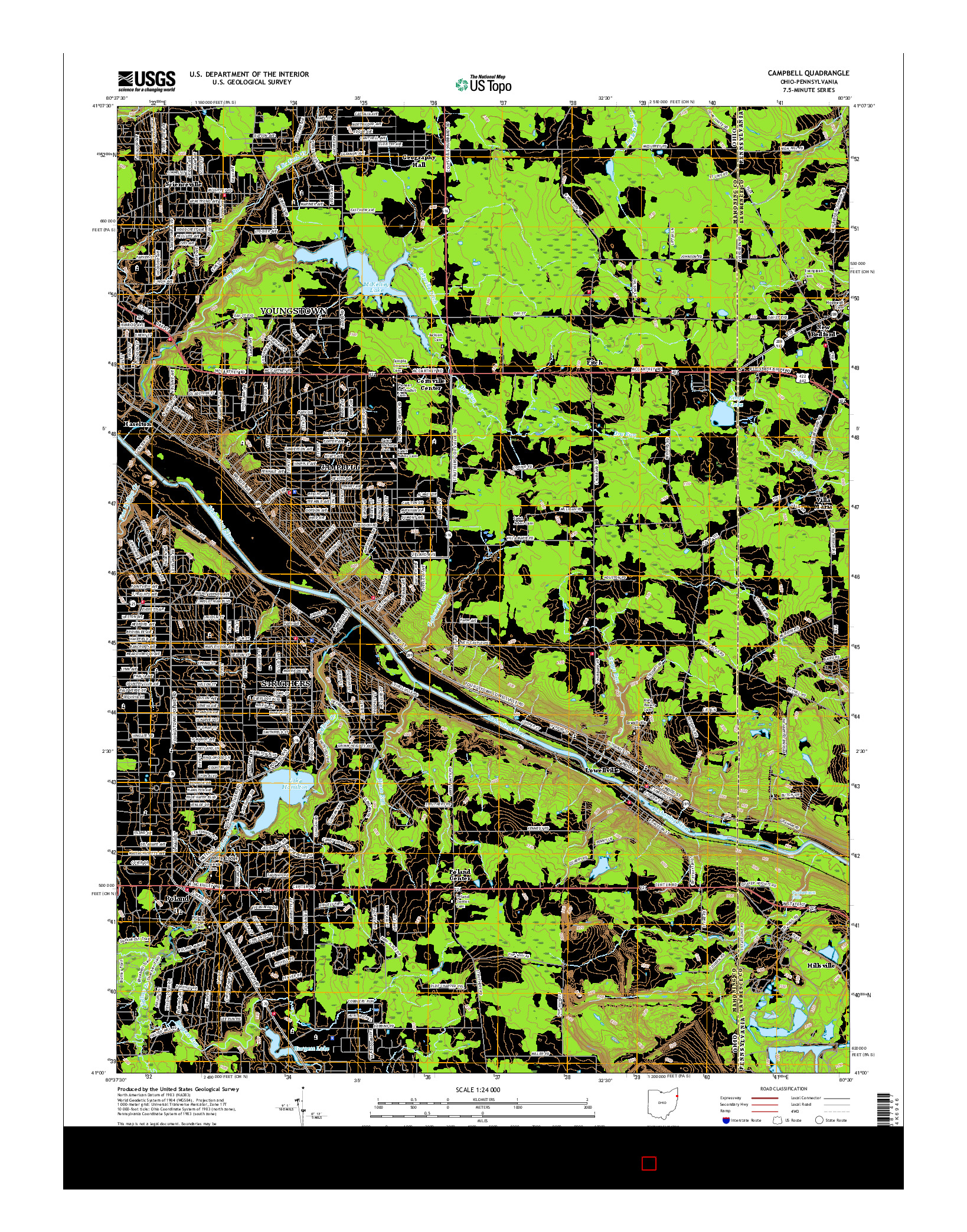 USGS US TOPO 7.5-MINUTE MAP FOR CAMPBELL, OH-PA 2016