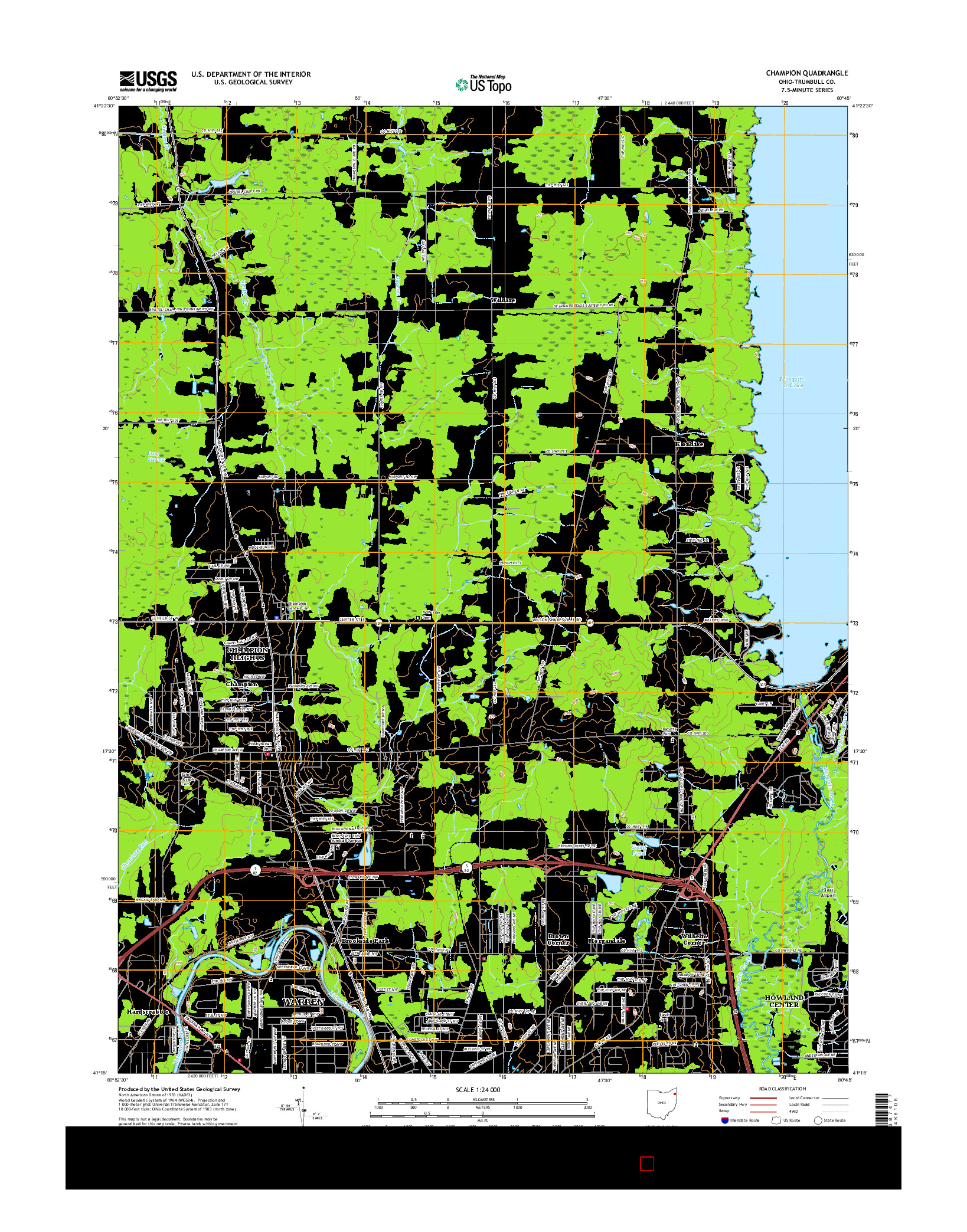 USGS US TOPO 7.5-MINUTE MAP FOR CHAMPION, OH 2016