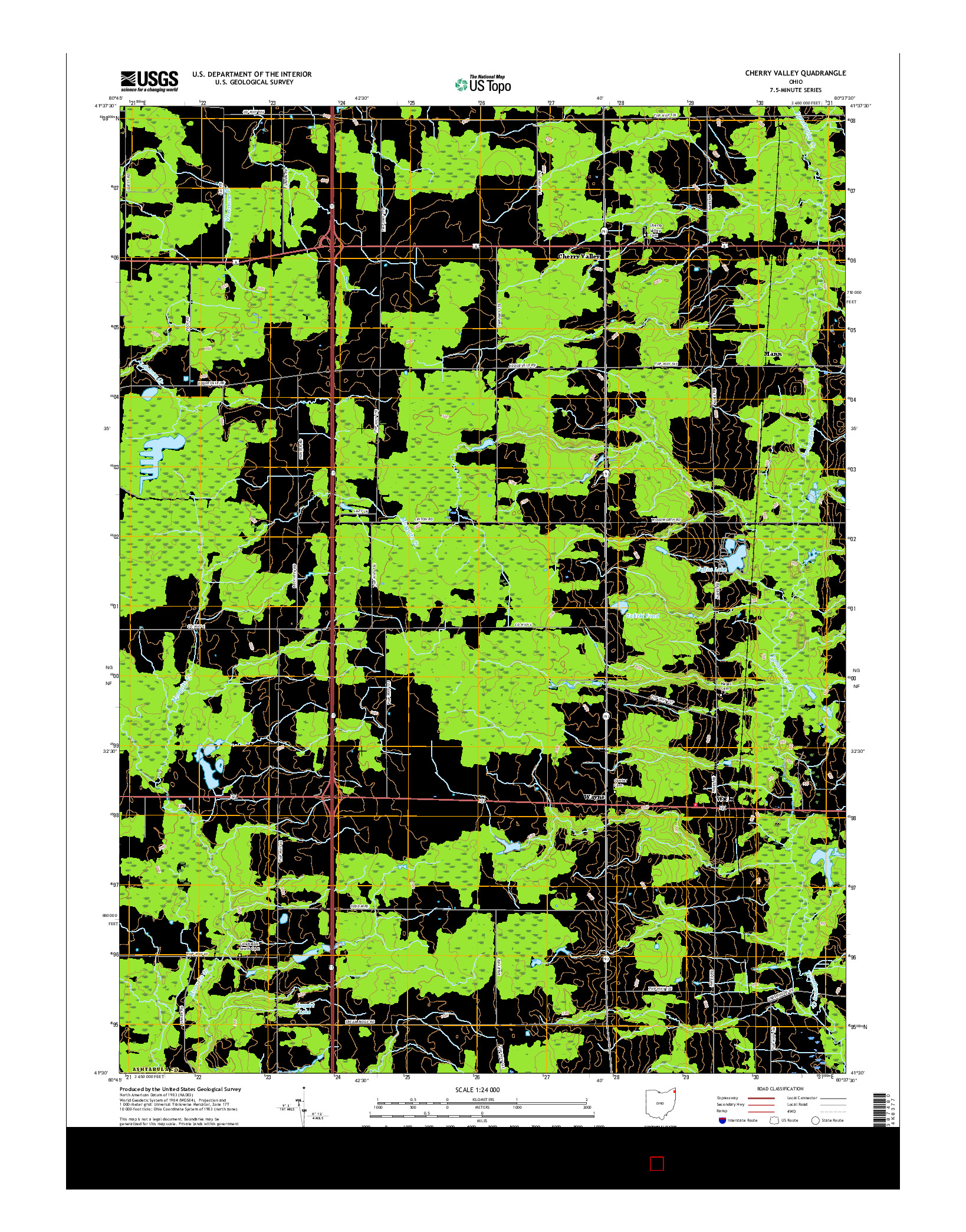 USGS US TOPO 7.5-MINUTE MAP FOR CHERRY VALLEY, OH 2016