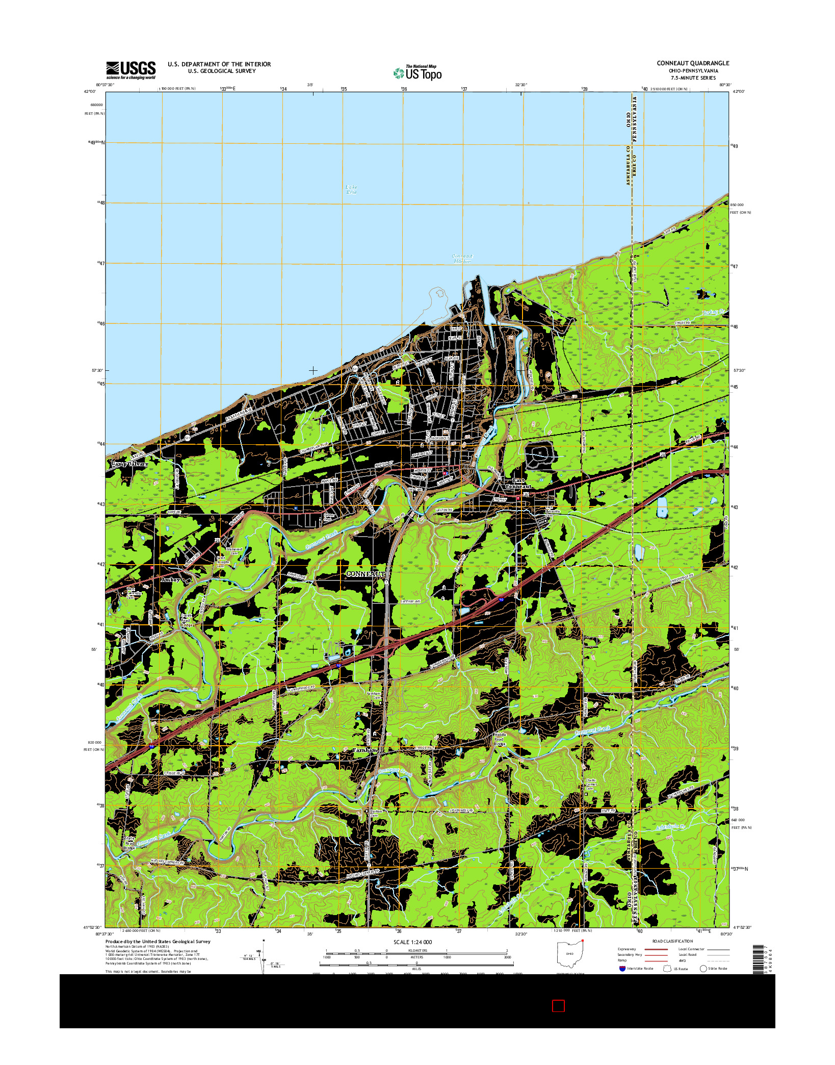 USGS US TOPO 7.5-MINUTE MAP FOR CONNEAUT, OH-PA 2016