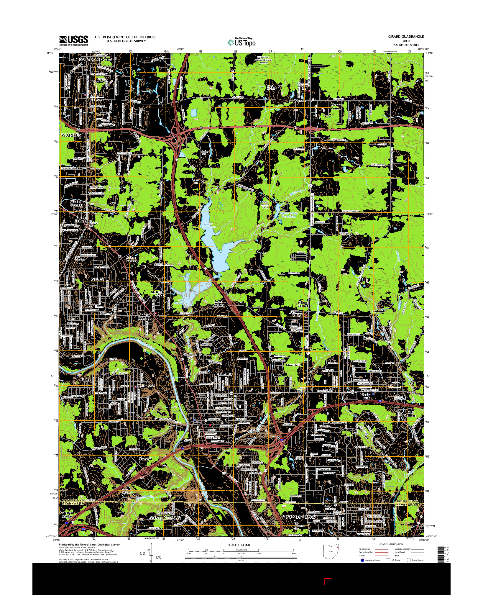 USGS US TOPO 7.5-MINUTE MAP FOR GIRARD, OH 2016