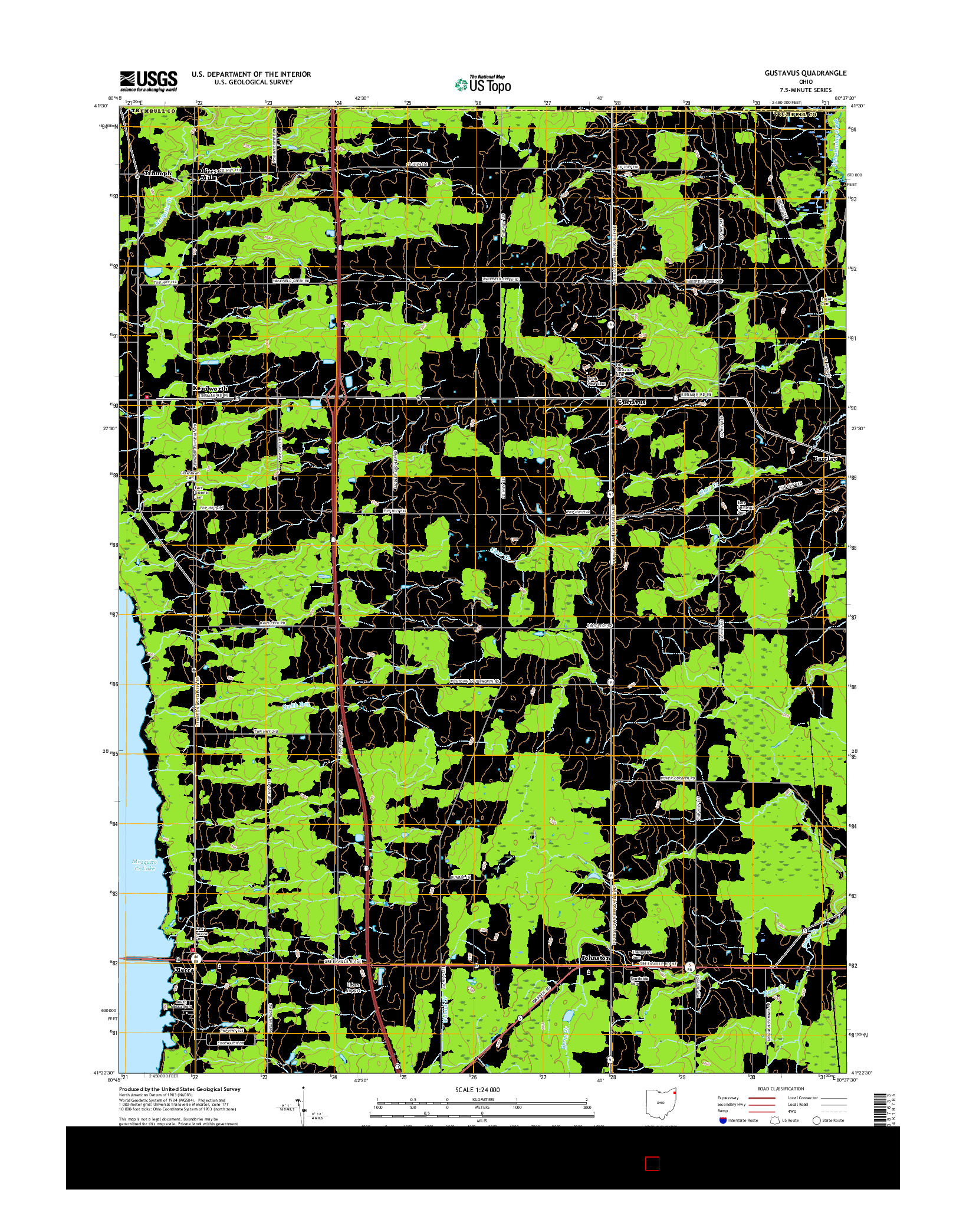 USGS US TOPO 7.5-MINUTE MAP FOR GUSTAVUS, OH 2016