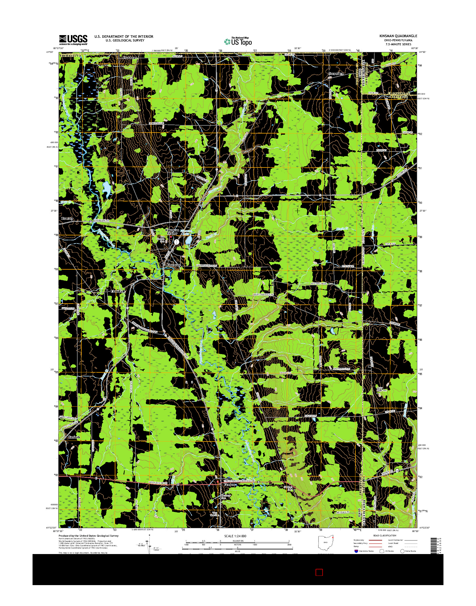 USGS US TOPO 7.5-MINUTE MAP FOR KINSMAN, OH-PA 2016
