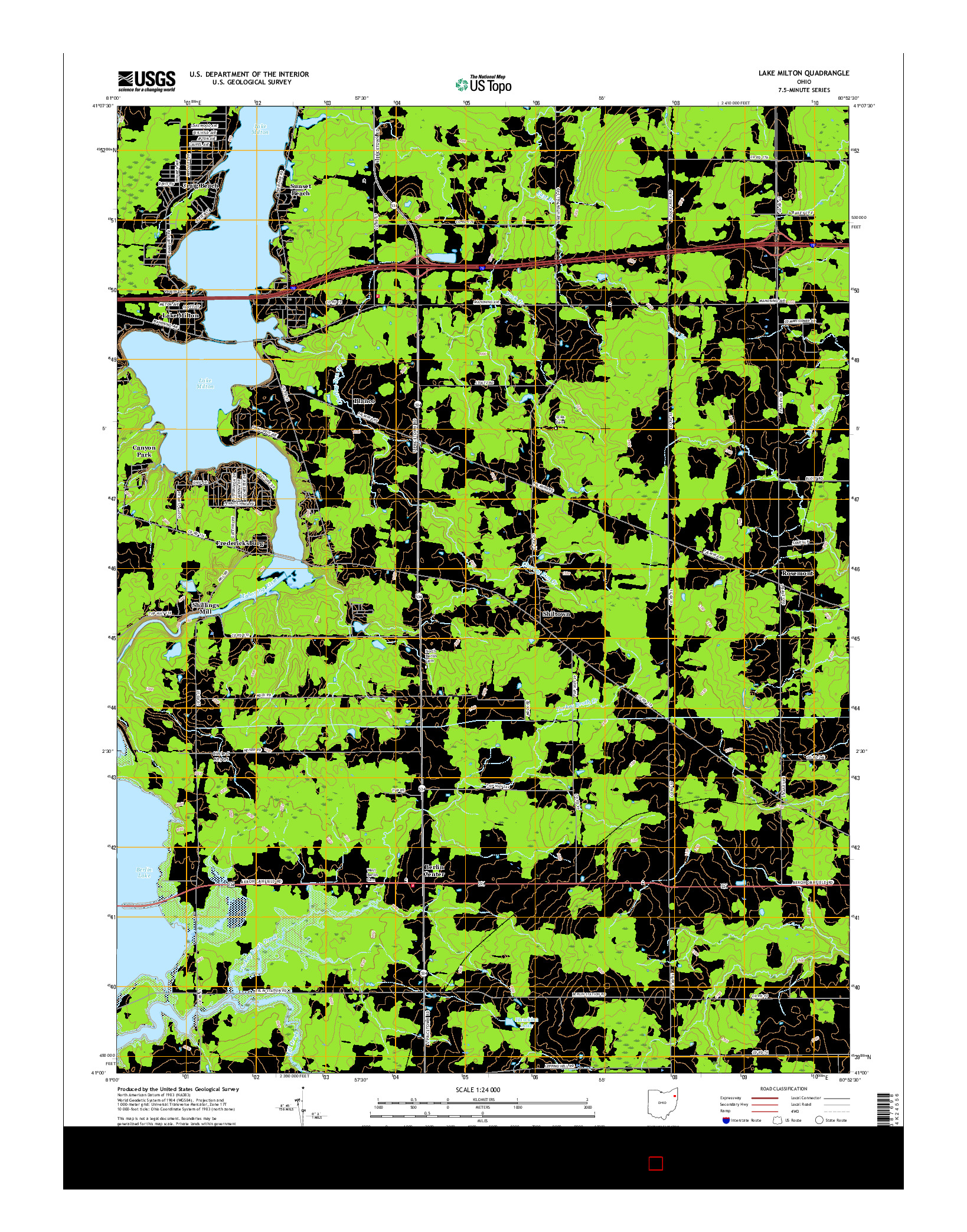 USGS US TOPO 7.5-MINUTE MAP FOR LAKE MILTON, OH 2016