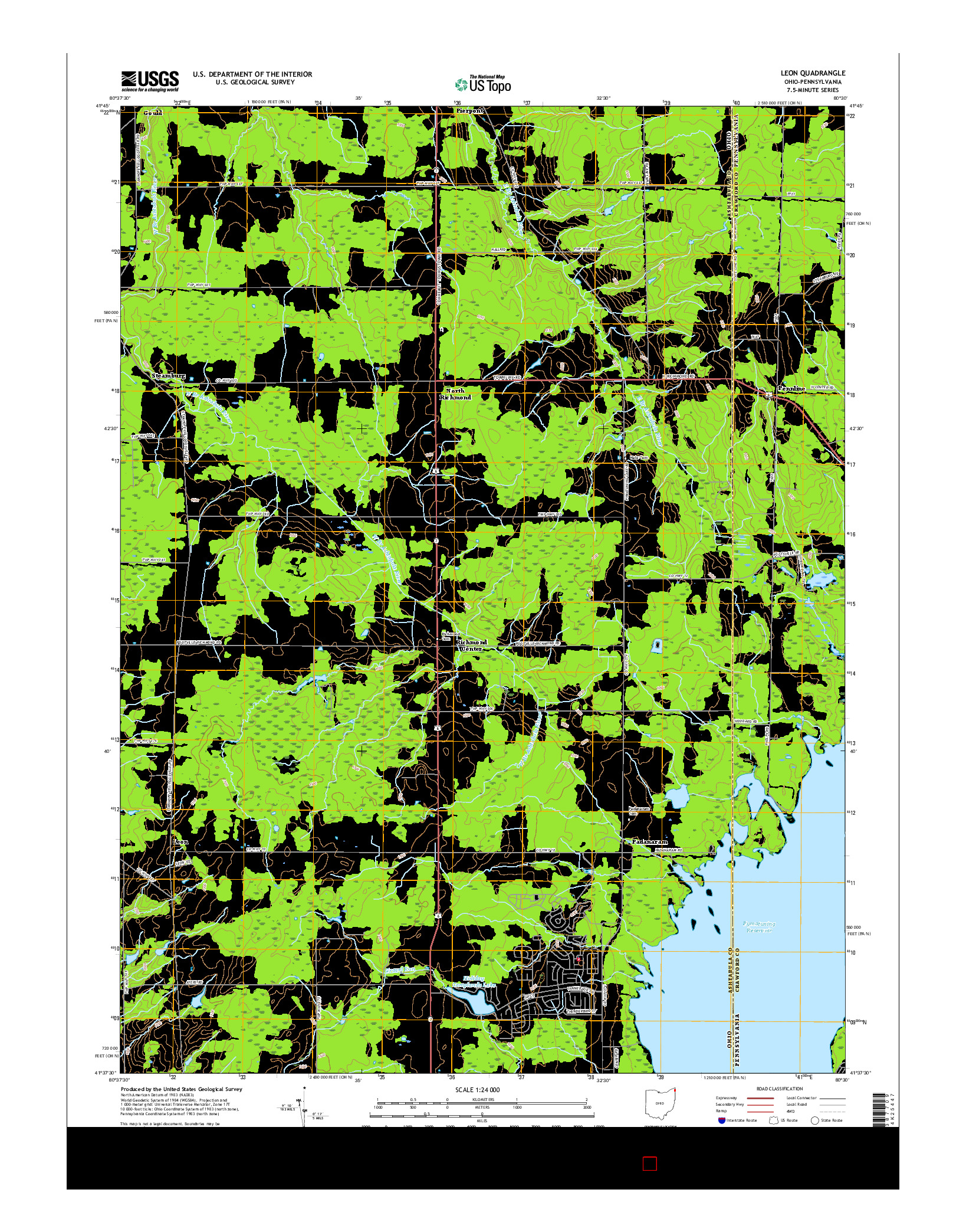 USGS US TOPO 7.5-MINUTE MAP FOR LEON, OH-PA 2016