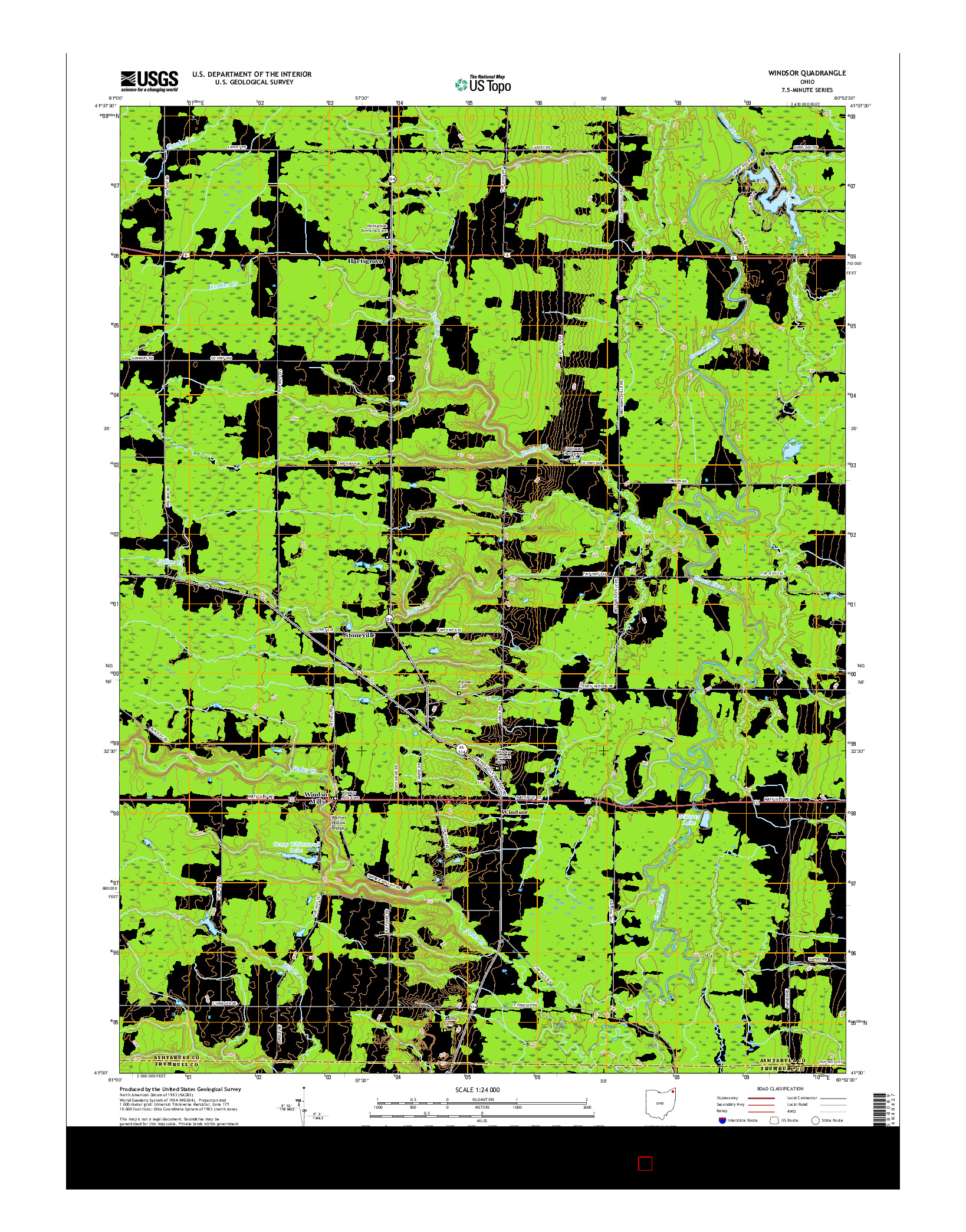 USGS US TOPO 7.5-MINUTE MAP FOR WINDSOR, OH 2016