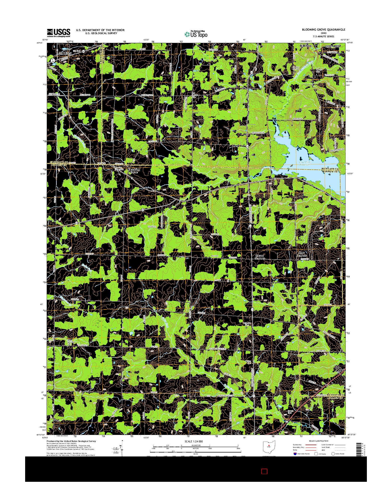 USGS US TOPO 7.5-MINUTE MAP FOR BLOOMING GROVE, OH 2016