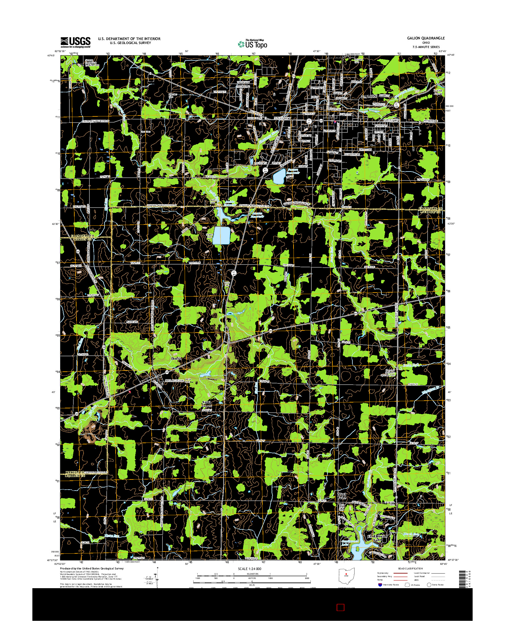 USGS US TOPO 7.5-MINUTE MAP FOR GALION, OH 2016