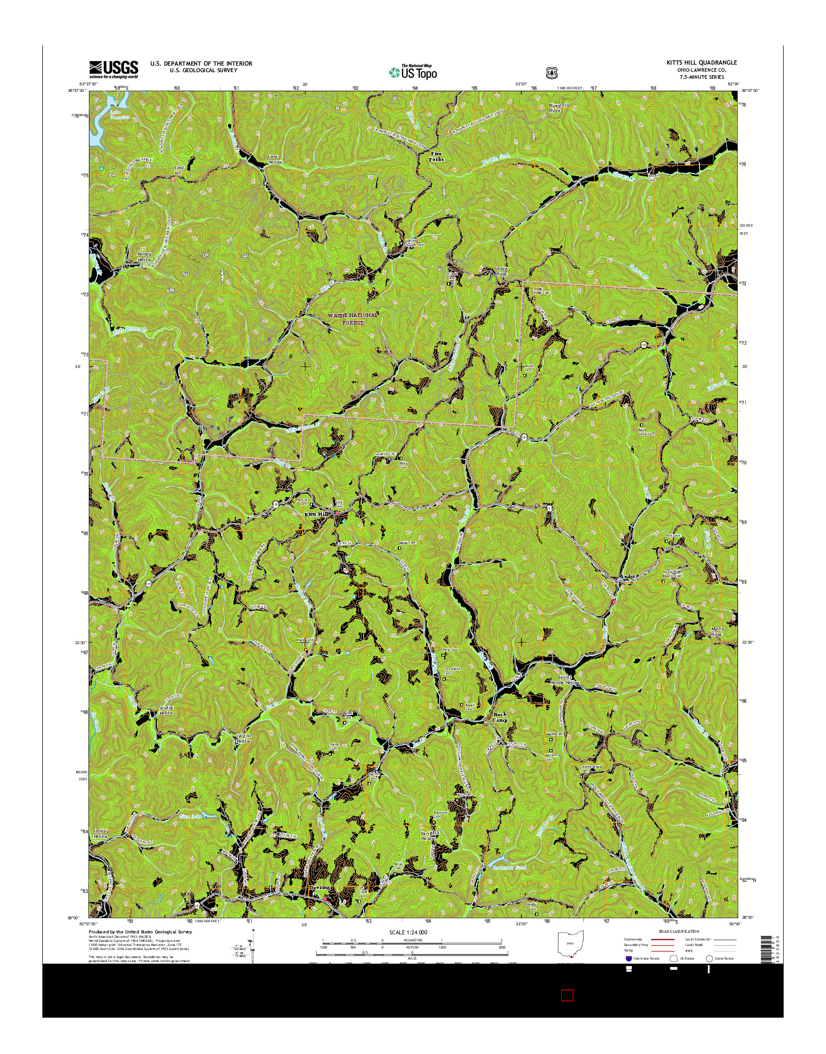 USGS US TOPO 7.5-MINUTE MAP FOR KITTS HILL, OH 2016