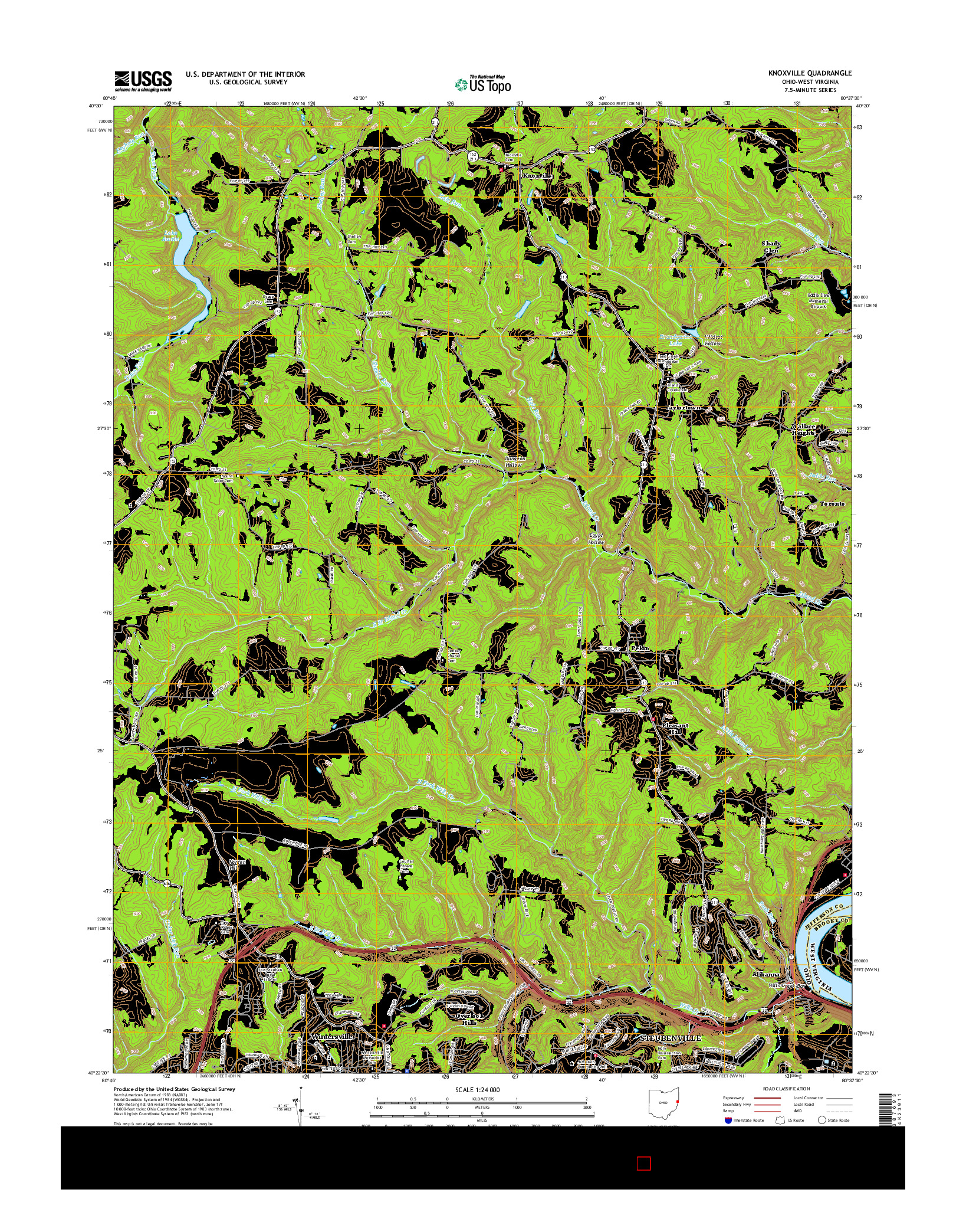 USGS US TOPO 7.5-MINUTE MAP FOR KNOXVILLE, OH-WV 2016