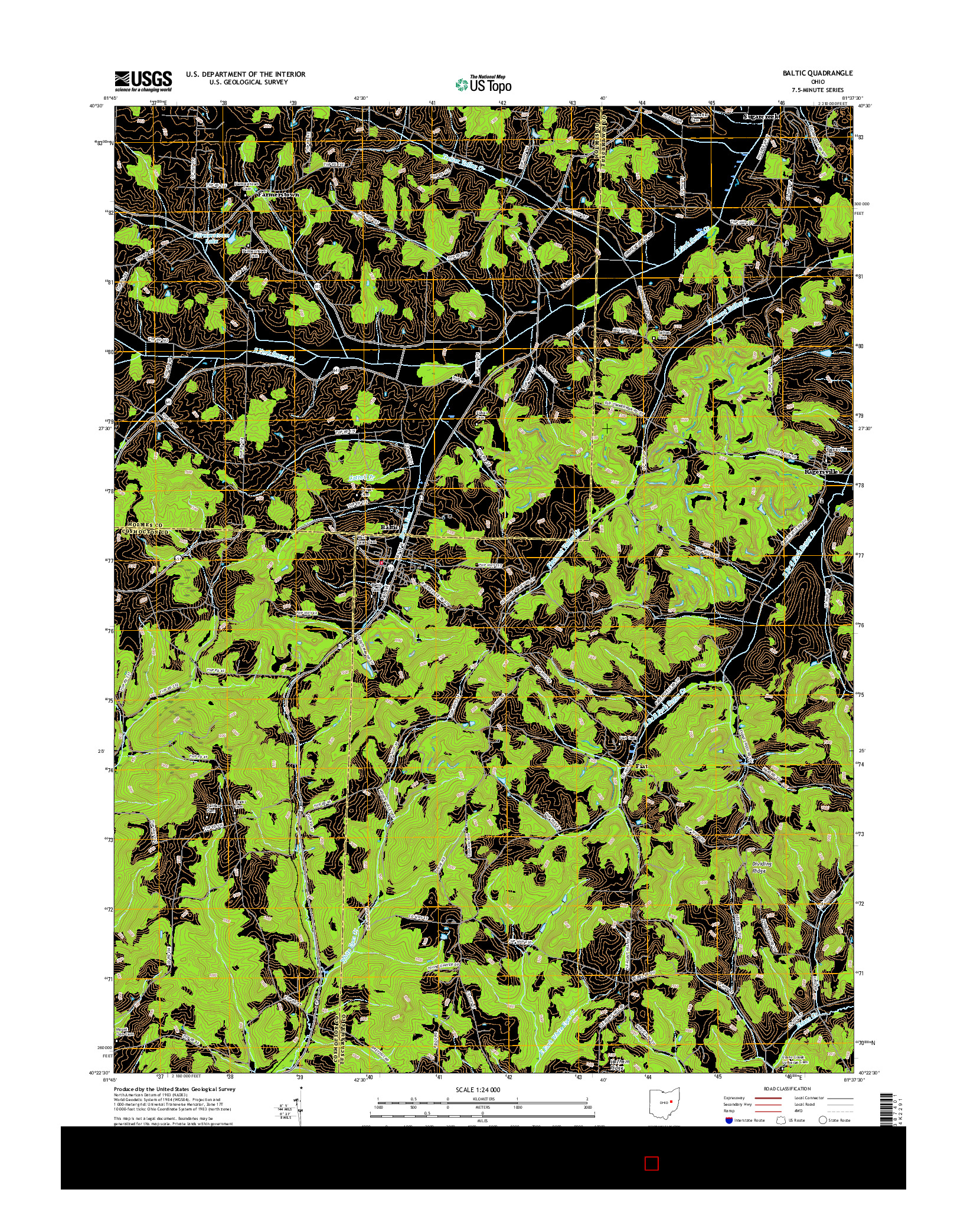 USGS US TOPO 7.5-MINUTE MAP FOR BALTIC, OH 2016