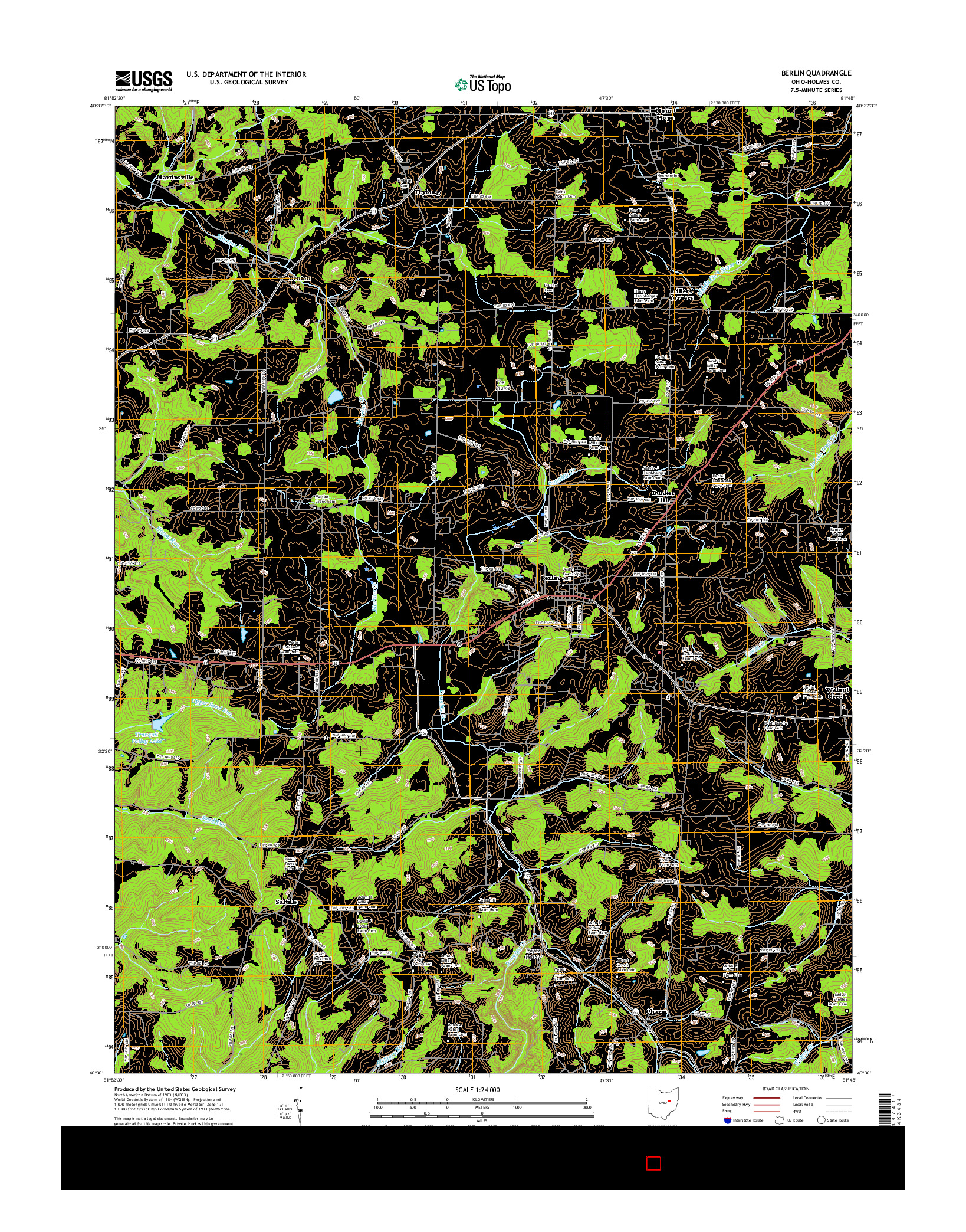 USGS US TOPO 7.5-MINUTE MAP FOR BERLIN, OH 2016