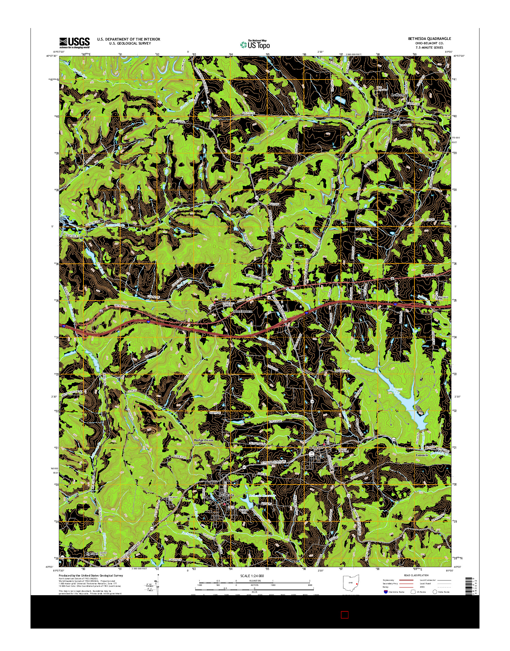 USGS US TOPO 7.5-MINUTE MAP FOR BETHESDA, OH 2016