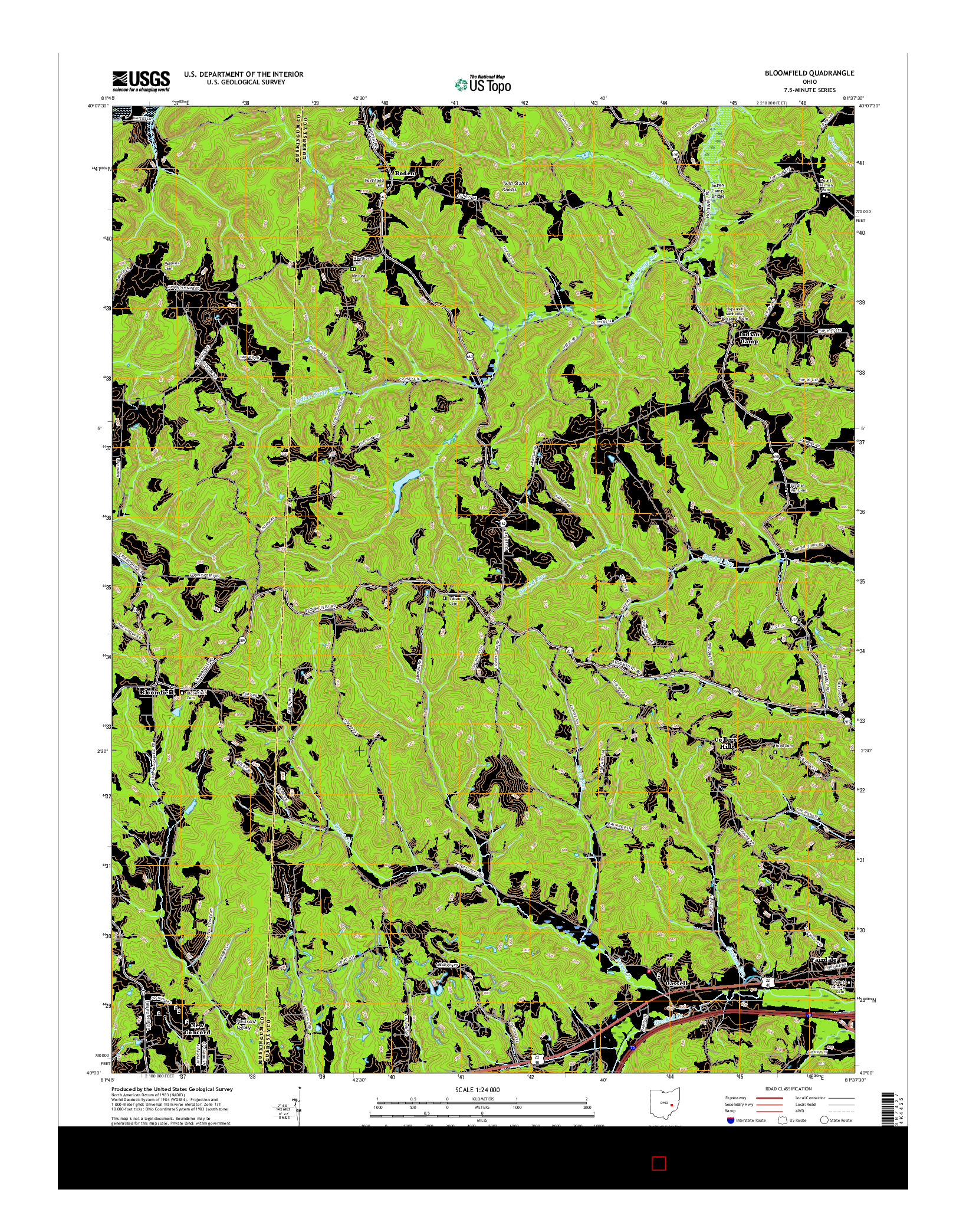 USGS US TOPO 7.5-MINUTE MAP FOR BLOOMFIELD, OH 2016