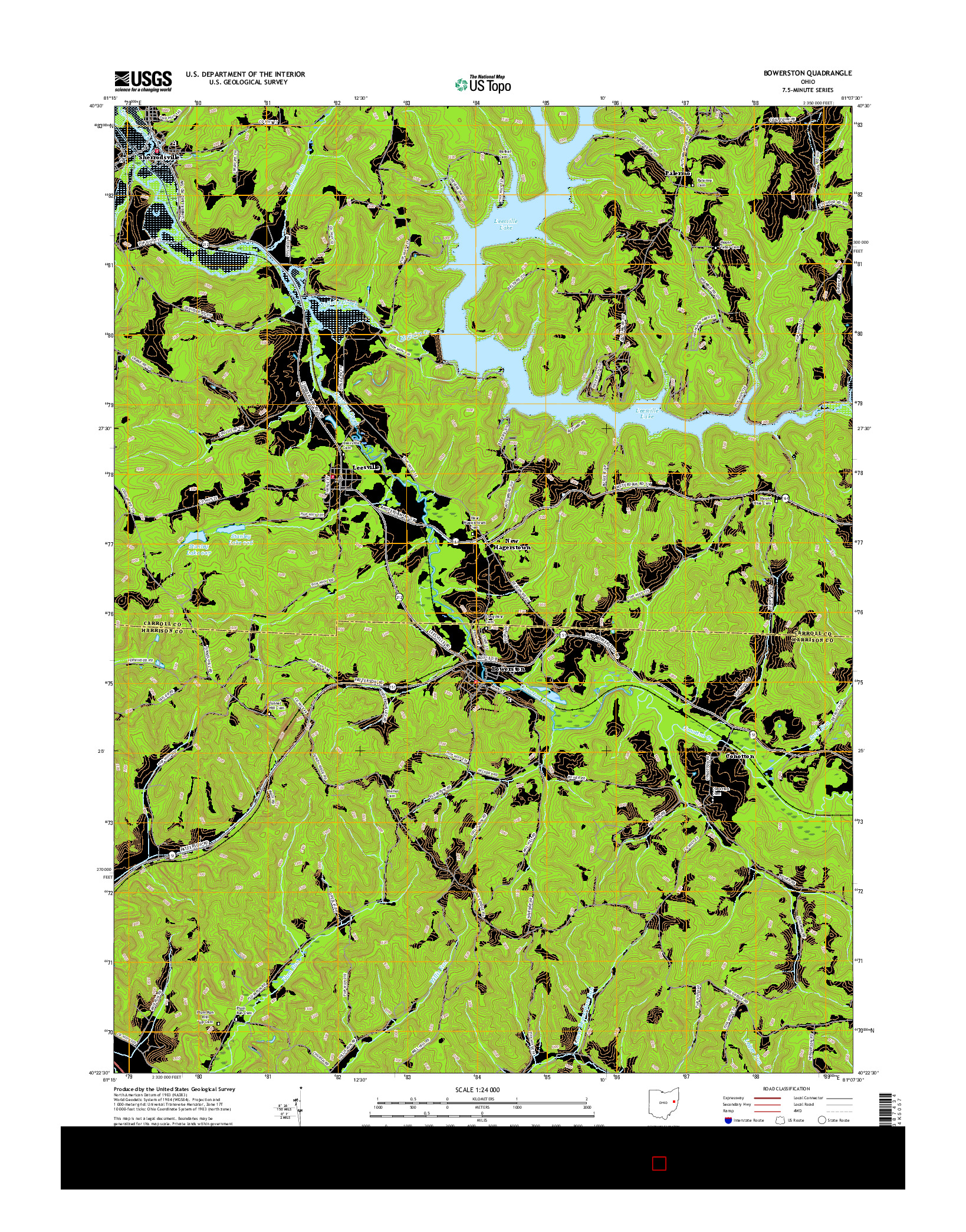 USGS US TOPO 7.5-MINUTE MAP FOR BOWERSTON, OH 2016