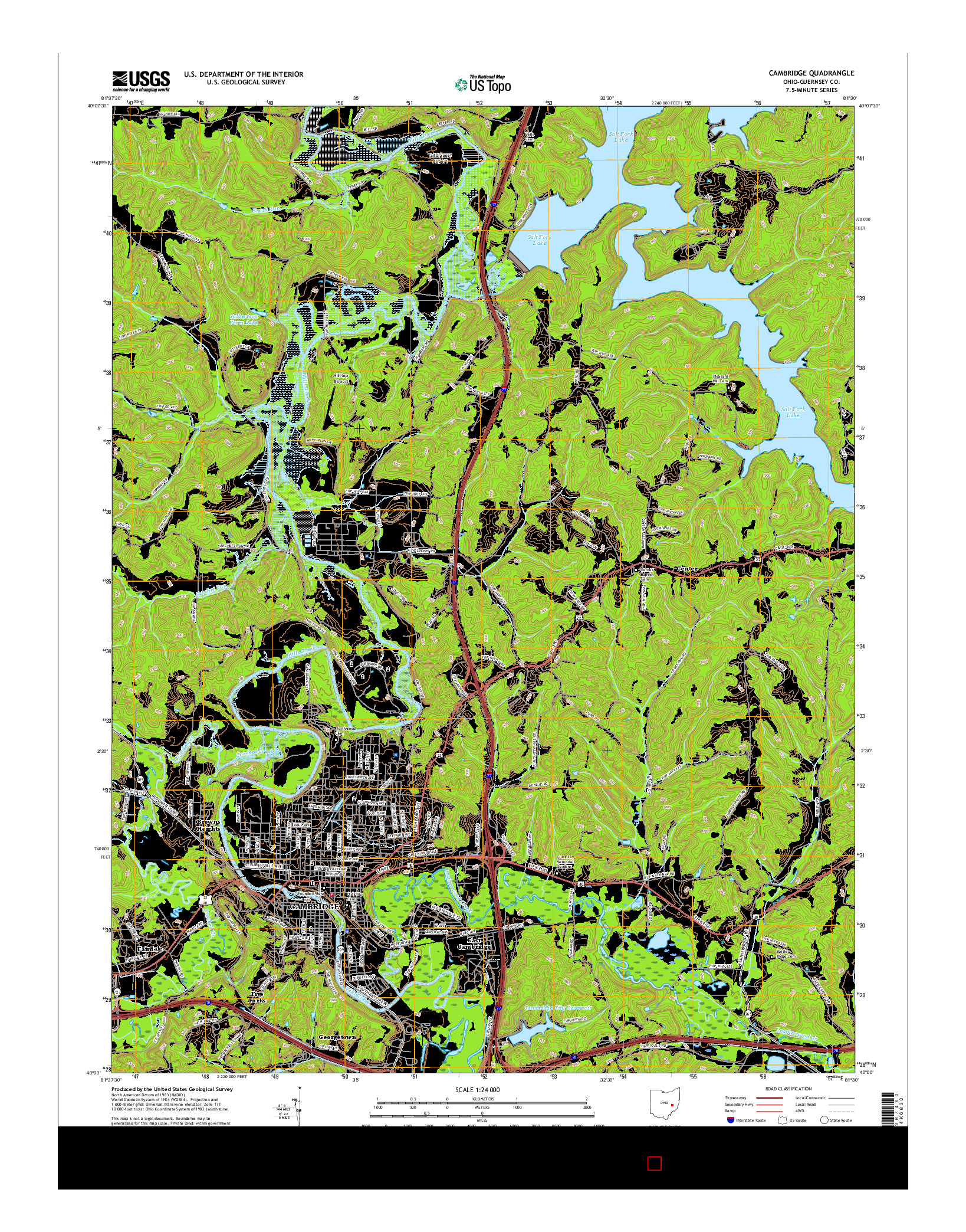 USGS US TOPO 7.5-MINUTE MAP FOR CAMBRIDGE, OH 2016