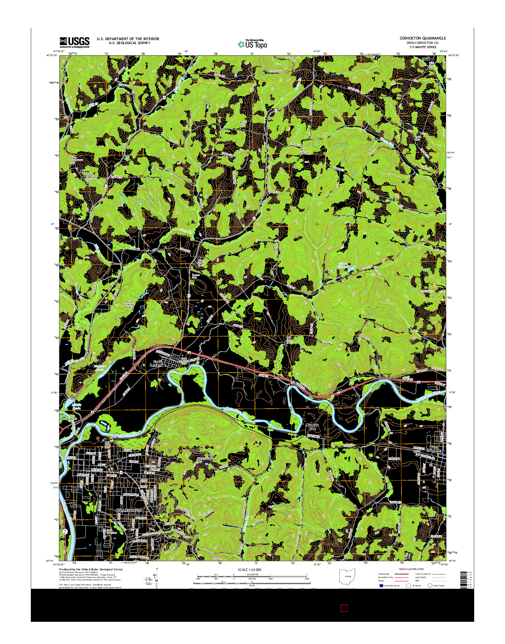 USGS US TOPO 7.5-MINUTE MAP FOR COSHOCTON, OH 2016