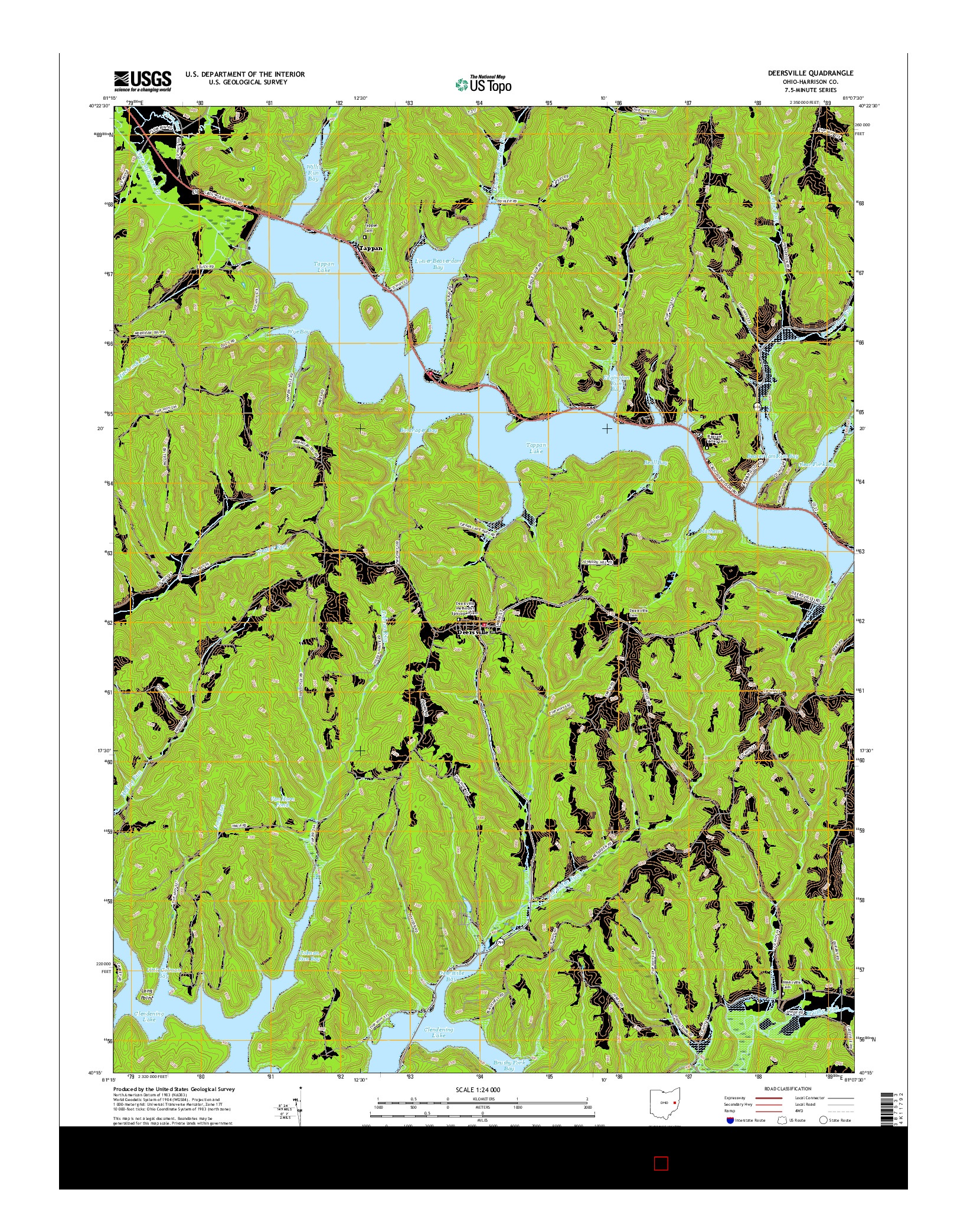 USGS US TOPO 7.5-MINUTE MAP FOR DEERSVILLE, OH 2016