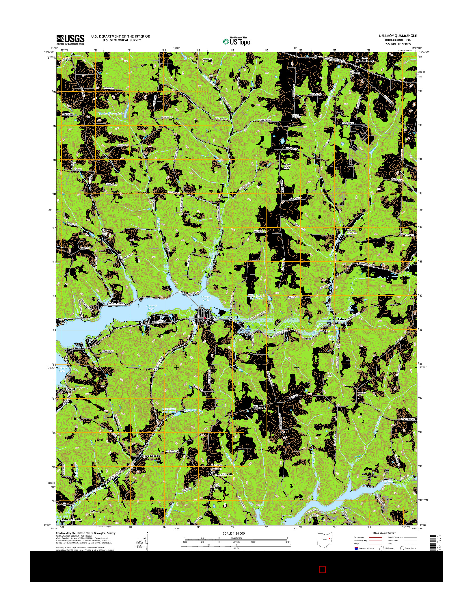 USGS US TOPO 7.5-MINUTE MAP FOR DELLROY, OH 2016