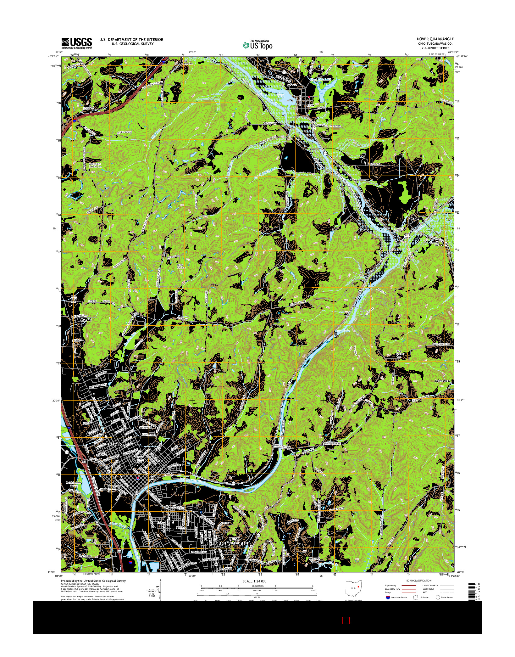USGS US TOPO 7.5-MINUTE MAP FOR DOVER, OH 2016