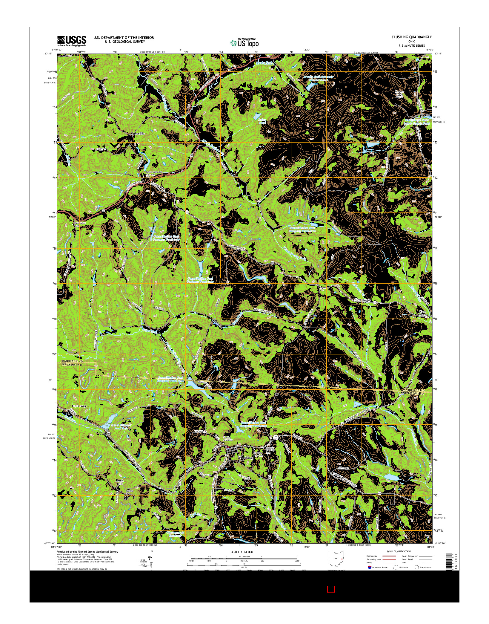 USGS US TOPO 7.5-MINUTE MAP FOR FLUSHING, OH 2016